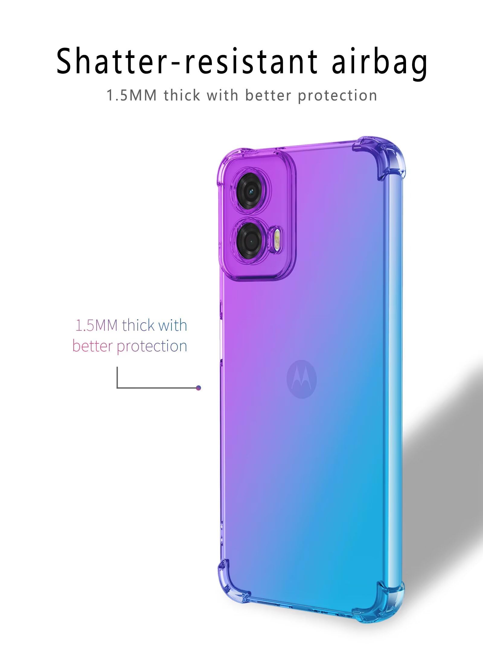 HONLEN Etui do Motorola Moto Edge 50 Fusion Case, przezroczyste etui z gradientem kolorystycznym TPU, silikonowe etui na telefon komórkowy, wzmocnienie z czterema narożnikami, czarno-złote