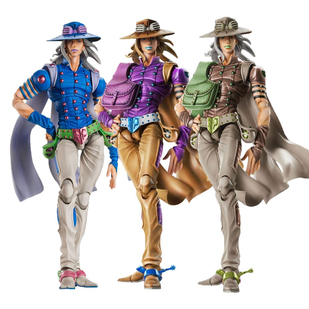Zhongkaihua Gyro Zeppeli Figure JJBA Statue Model 16CM Gyro Zeppeli Action Figures Anime Movable Joints Collectibles Decorations Gifts (with Interchangeable Accessories)