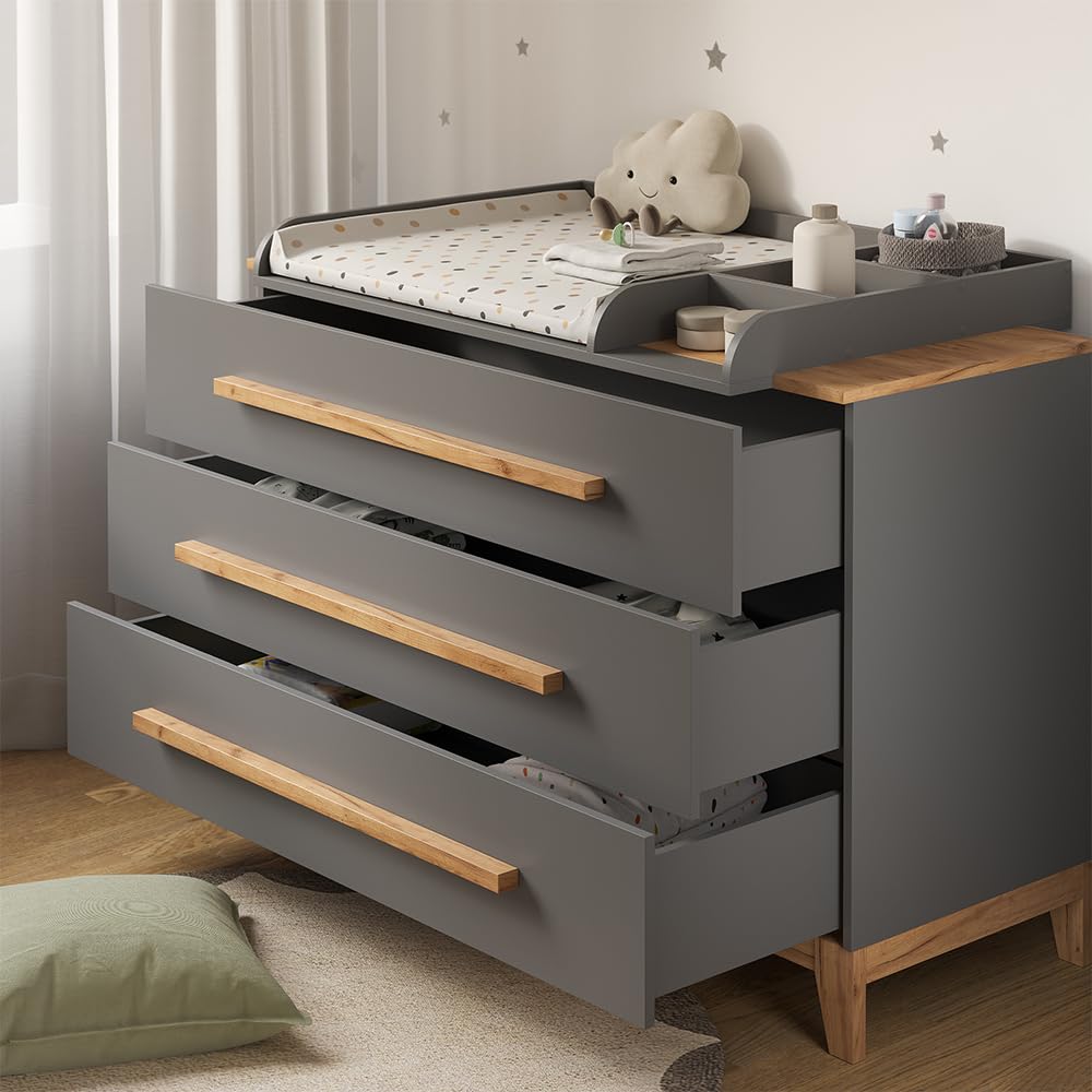 VitaliSpa Fasciatoio Malia Grigio Artisan 133.2 x 98 cm 3 cassetti rimovibile cassettiera