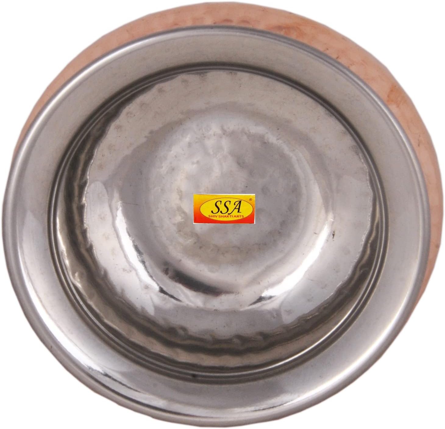 Shiv Shakti Arts® Steel Copper Handi with Serving Spoon - Punjabi & Rajasthani Design - for Serving Food.(No.2-650 ML) Set Of 6 Piece.