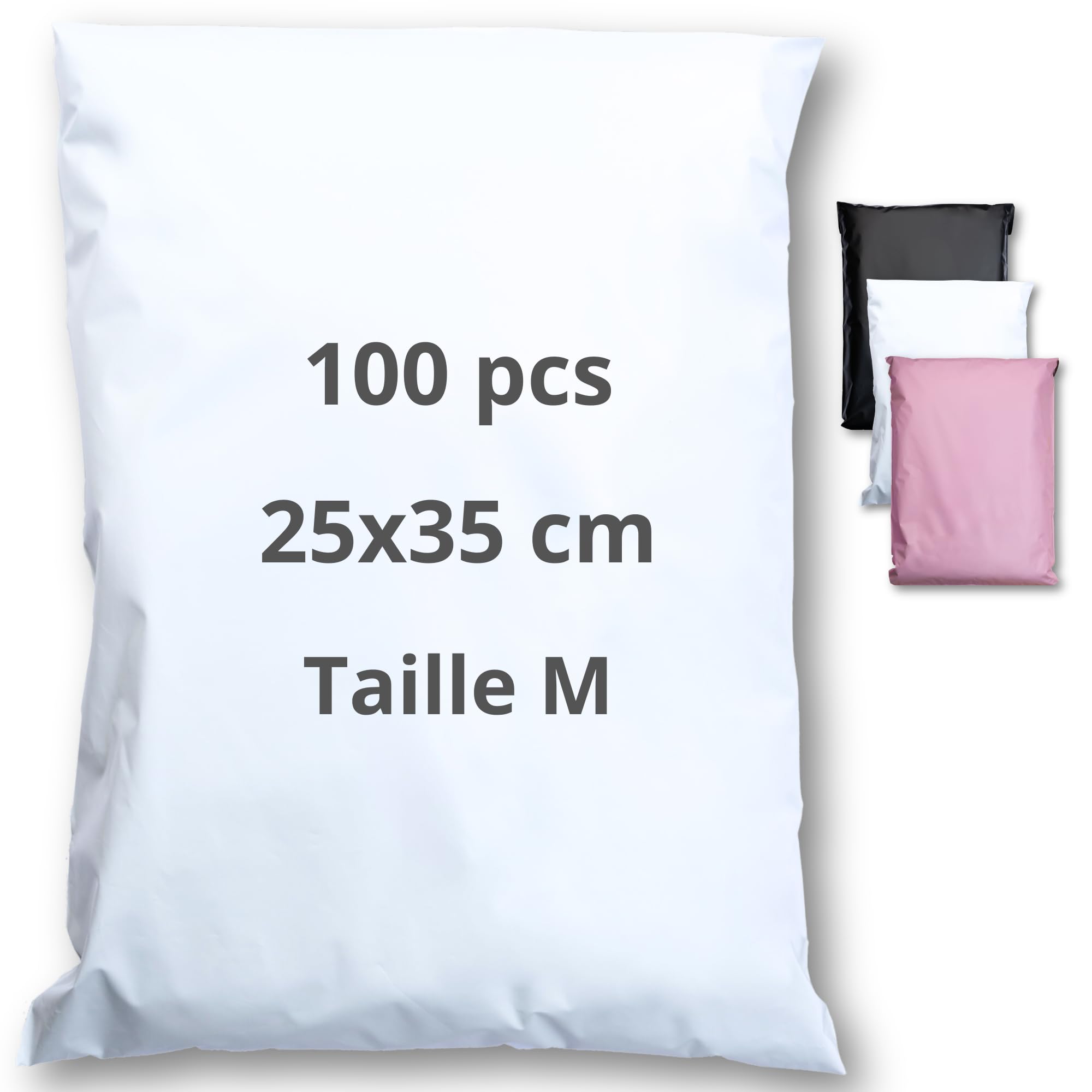 EMBALLAX - 100 Pochettes d’Envoie Colis Vinted - Taille M - 25x35cm - Sac Résistante, Opaque, Imperméable & Auto-Adhésive - Enveloppe Plastique Expédition - Emballage Envoie pour Vetement, Boite