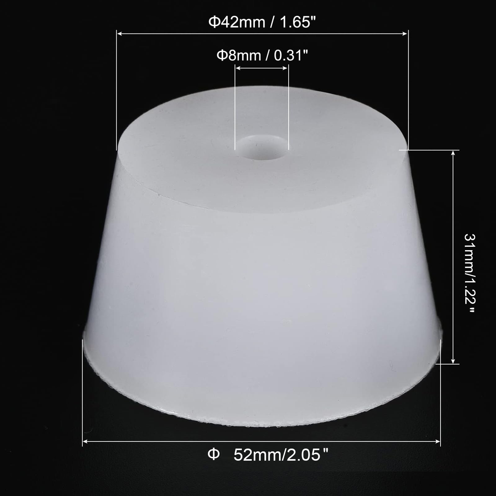 TOP-VIGOR Rubber Tapered Plug, 42mm to 52mm Drilled Silicone Stopper - Image 2