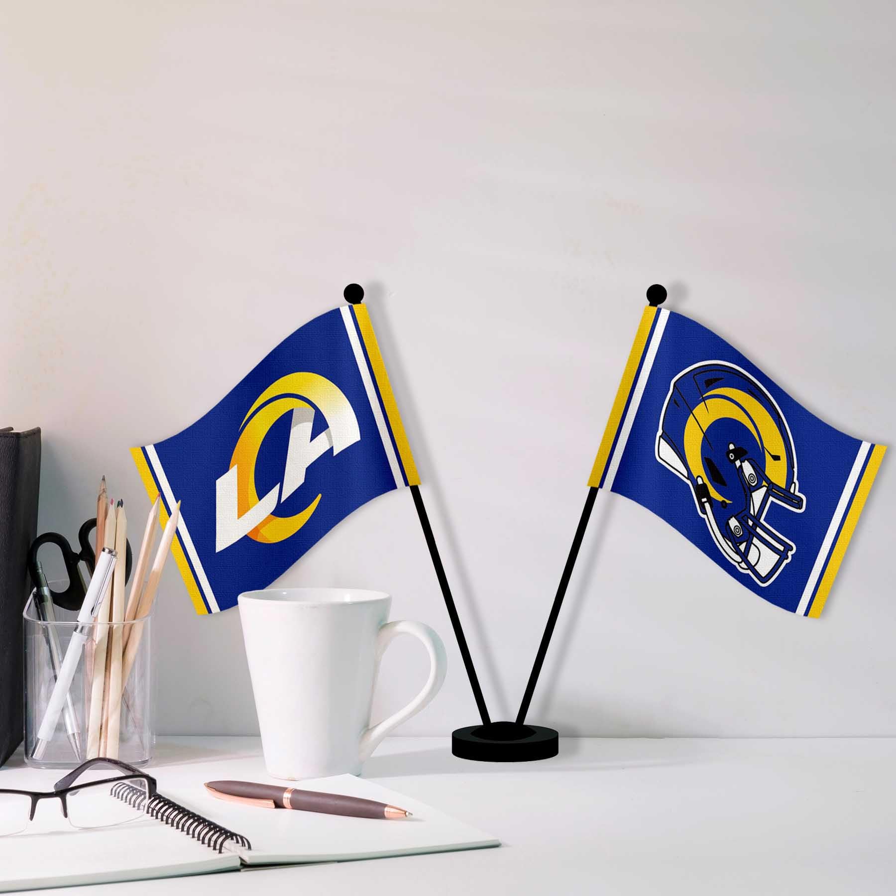 WinCraft Rams LA Logo Banner Flag & 5 Foot Flagpole Set - House Display