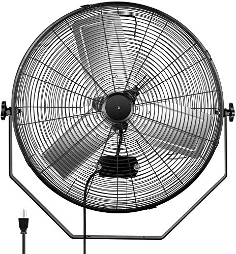 Simple Deluxe 24 Inch Industrial Wall Mount Fan, 3 Speed Commercial Ventilation Metal Fan for Warehouse, Greenhouse, Workshop, Patio, Factory and Basement - High Velocity, black