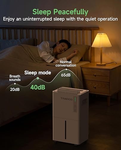 Miniatura 7 de Deshumidificador Trazico de 1500 pies cuadrados para sótano, deshumidificadores de 21 pintas para el hogar, habitación grande con manguera de