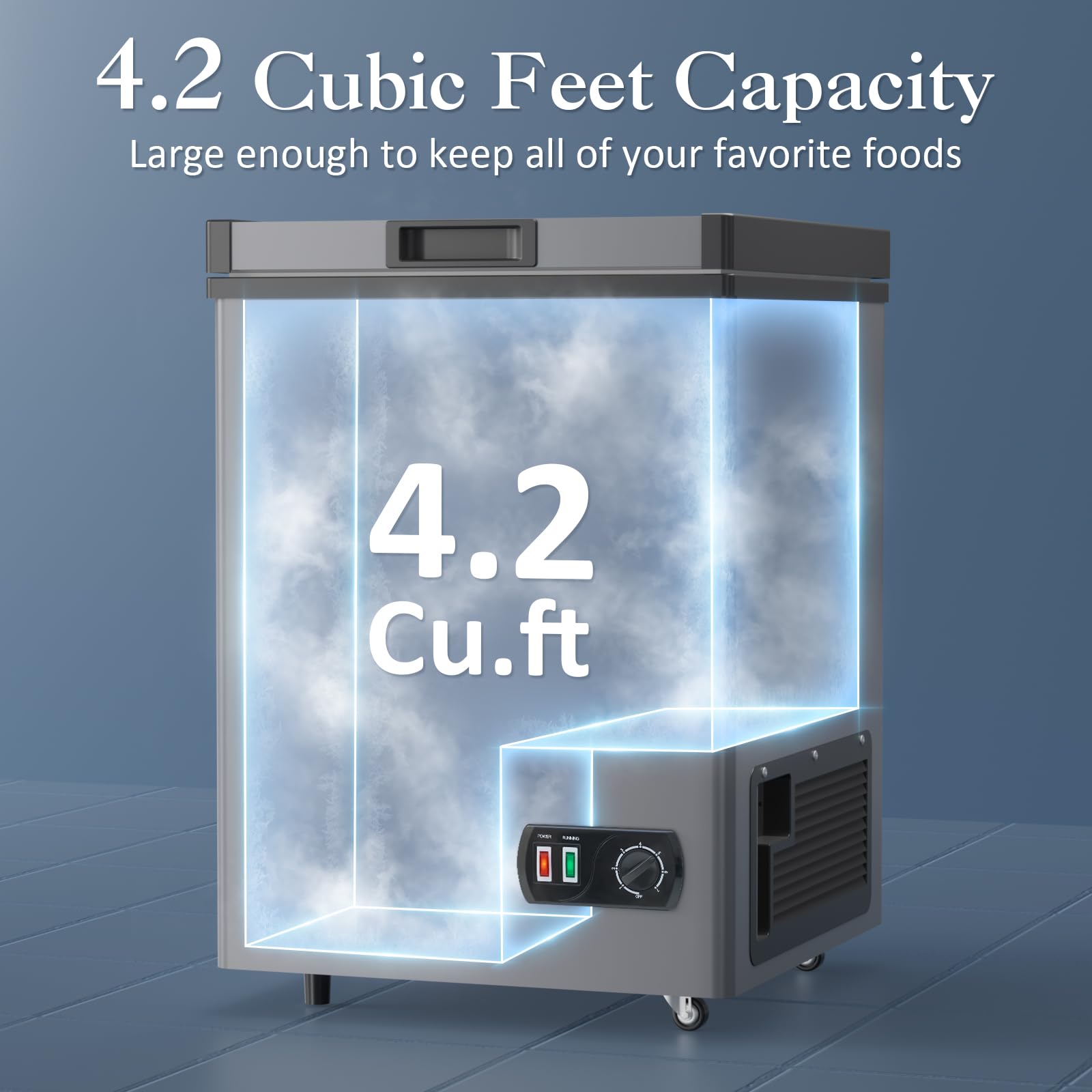 Chest Freezer - 4.2 Cu Ft Compact Deep Freezer With Fast Cooling & Convenient Pulley, Perfect For Kitchen Parlor, Small Freezer With Low Noise & Energy Saving, Space Gray on Fridge.com - View 3