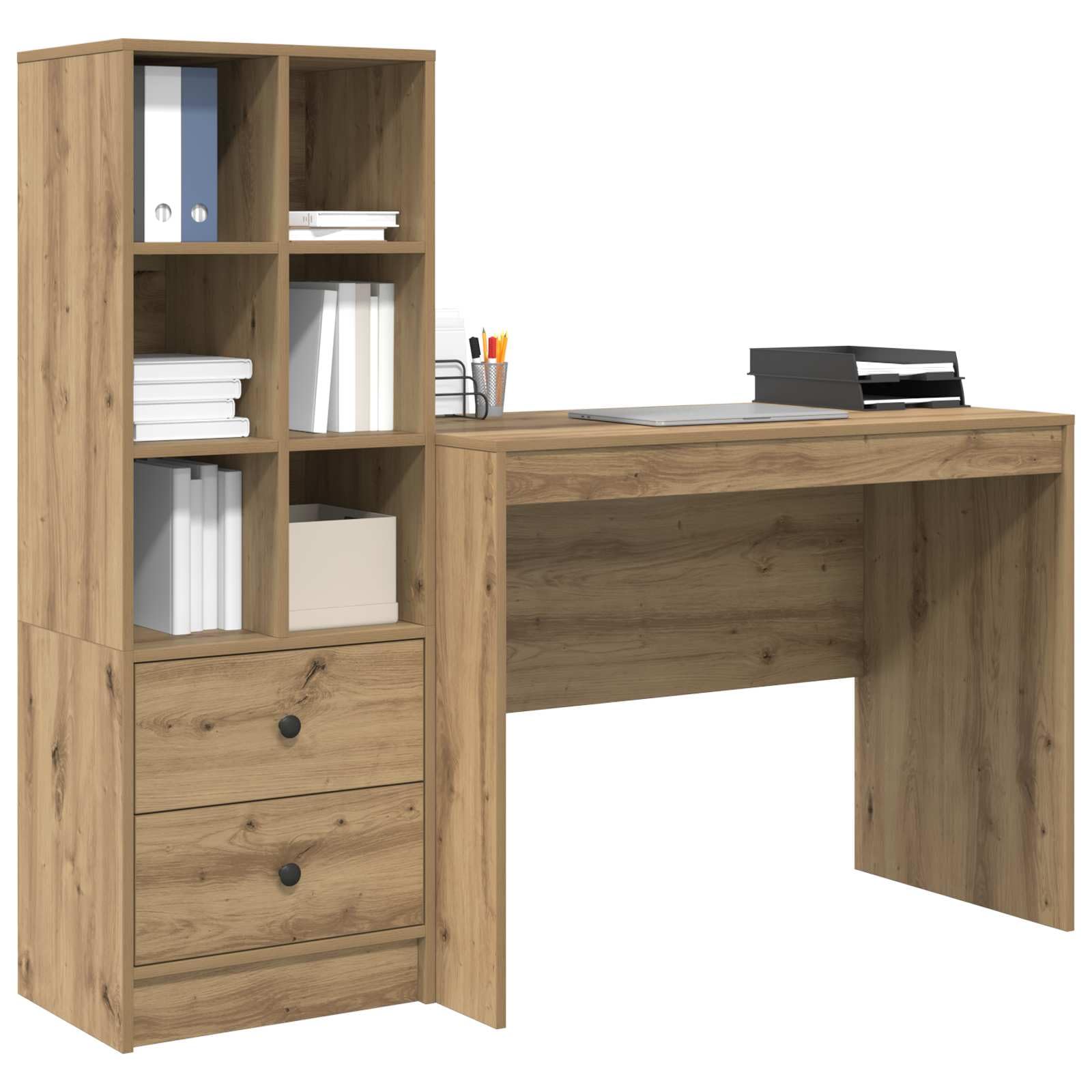 vidaXL Scrivania con cassetto 2 pcs Rovere artigianale, Scrivania Moderna, Mobili Resistenti, Spazio Funzionale, Postazione Pratica per Produttività