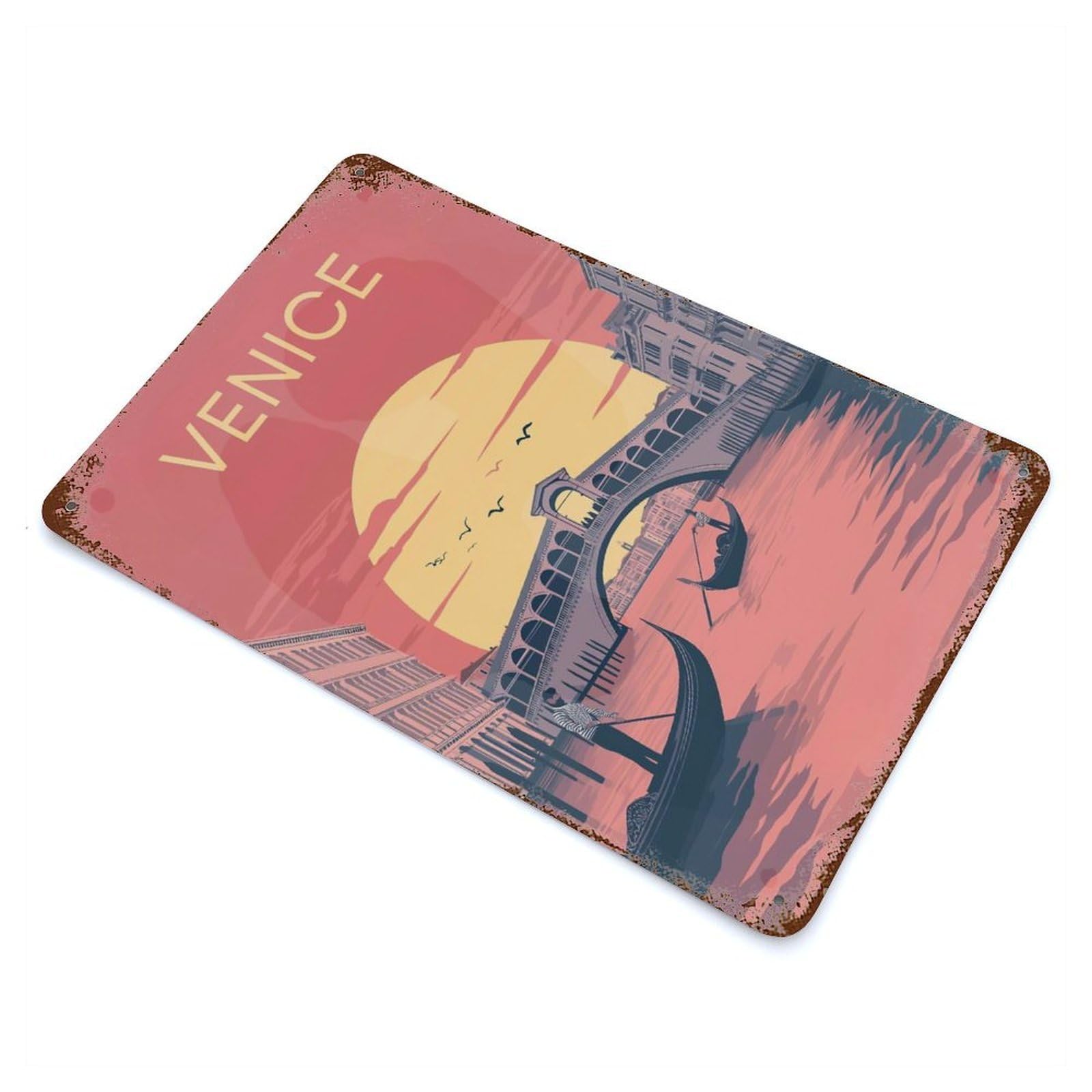 The Beauty of Venice Vintage Rust Metal Sign 11.8"x7.9", Shabby Chic Decor for Garage, Pub Or Kitchen