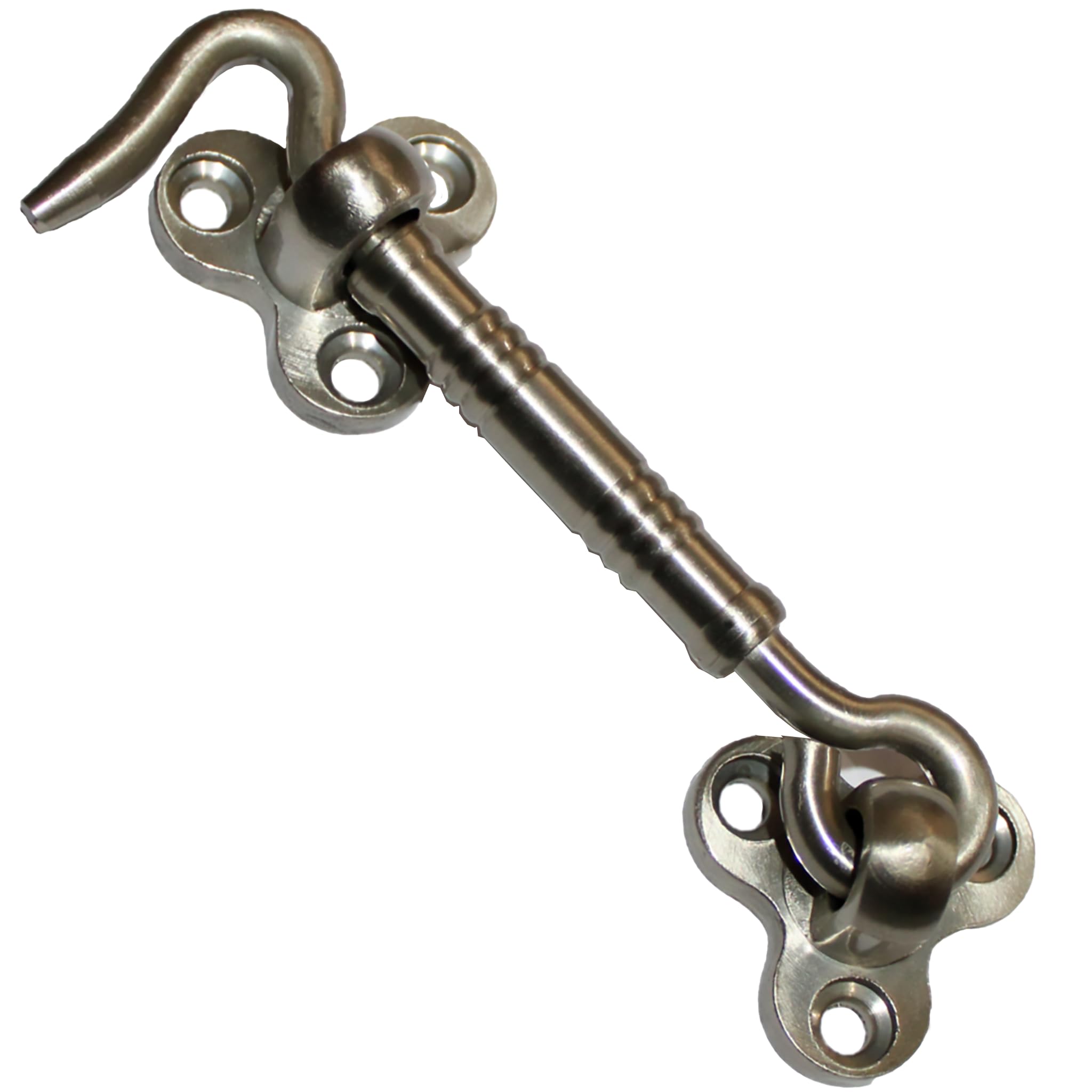RiseOm Brass Gate Hook/Window Hook for Double Doors Gates/Windows(Flower Eye) Pack of 2 (4 inch, Silver)-picture-12