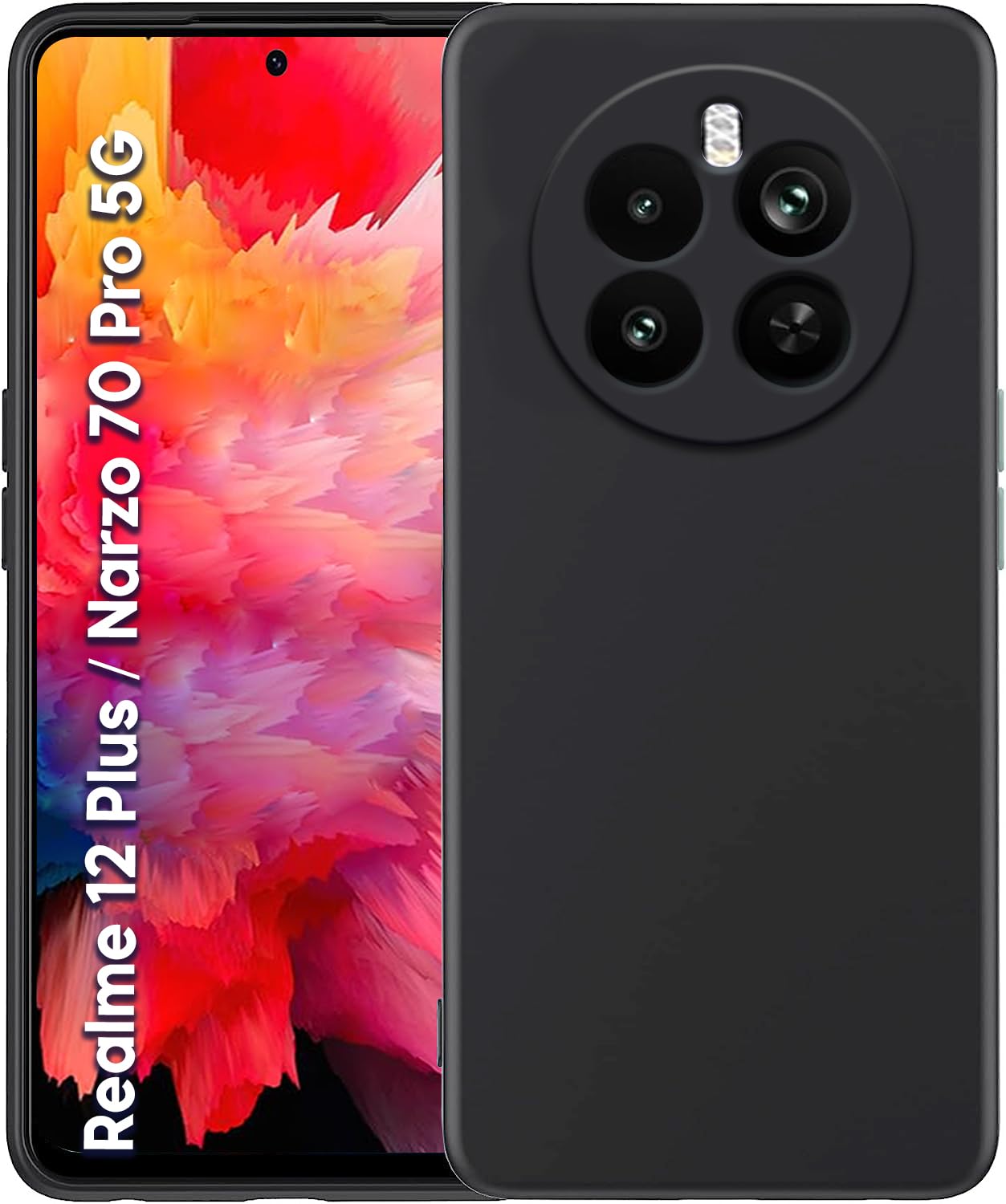 TRUEUPGRADE Compatible with Realme 12 Plus 5G / Realme P1 / Narzo 70 / Narzo 70 Pro Back Cover Case, Liquid Silicone Full Body Protective Cover - Black TRUEUPGRADE Compatible with Realme 12 Plus 5G / Realme P1 / Narzo 70 / Narzo 70 Pro Back Cover Case, Liquid Silicone Full Body Protective Cover - Black