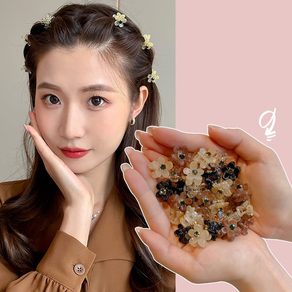 XINGNIAO Set of 20 Black Mini Hair Clips for Girls Braided Clips Pony Clips Exquisite Side Clips Headpiece (Pink Rhinestones) - Image 2