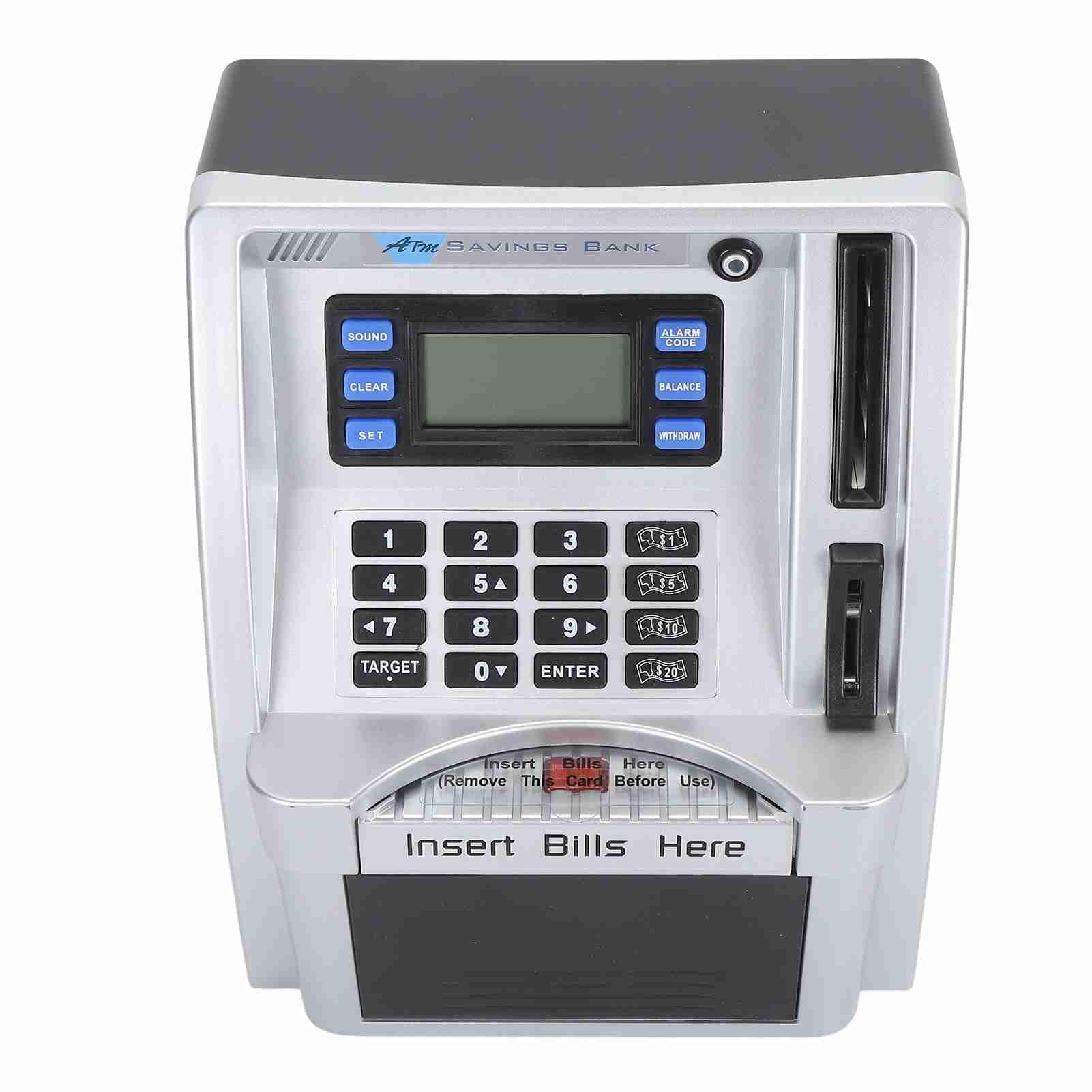 Aramox Salvadanaio Elettronico ATM, Contenitore per Monete in Contanti con Password ABS con Schermo LCD, Conteggio Monete e Slot per Banconote a Scorrimento Automatico, Obiettivo di Risparmio Fino a