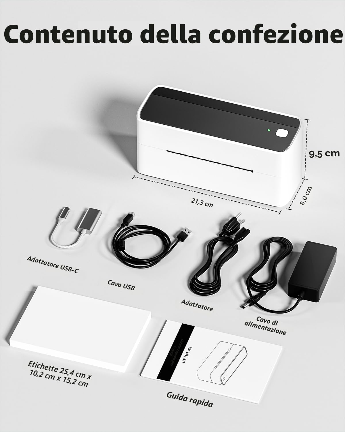 Phomemo PM241BT Stampante Termica, Stampante Etichette Adesive Bluetooth 4x6 (10x15cm), Stampante Etichette Spedizione Compatibile con Amazon, eBay, Shopify, DHL, UPS, Supporta PC/Mac/Smartphone