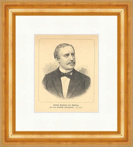 Biller Antik Ludwig Hermann von Schelling 0080 Minister Justice Gravure