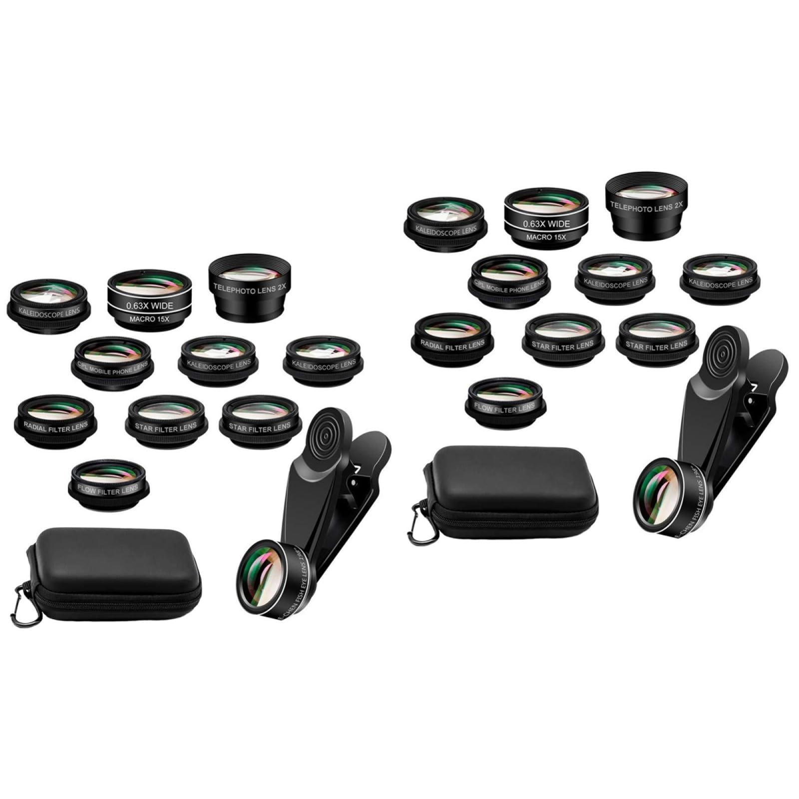 Mikikit 2sets Obiettivo Per Smartphone Lenti Grandangolari e Macro Per Fotografia Professionale Compatibile Con Tutti Cellulari Include Custodia e Clip Per Facilità Uso