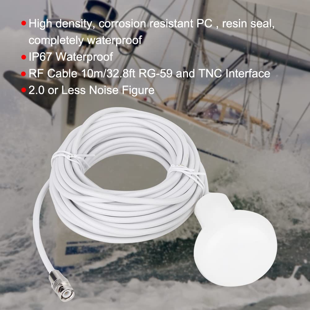 HA-017 Antena GPS Zewnętrzny Kabel 10 M ze Złączem TNC, Wodoodporny Przedłużacz RF do Samochodu i na Pokładzie, Biały Plastikowy Kabel Antenowy IP67