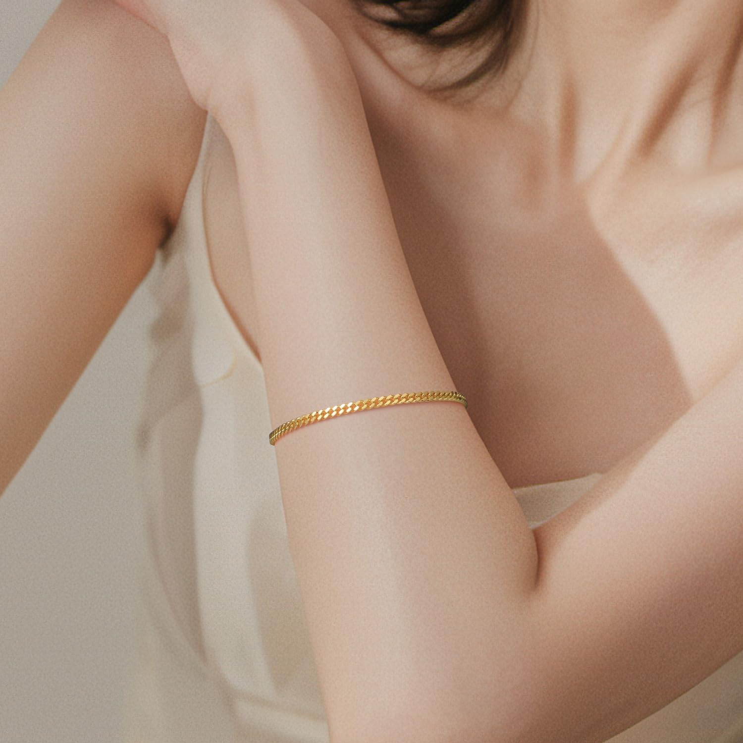 Bracelets for Women 14K Gold Bracelets Classic Cuban Chain Charm Bracelet Fashion Jewelry Gifts for Women 6.5/7/7.5/8/9 in - Image 4