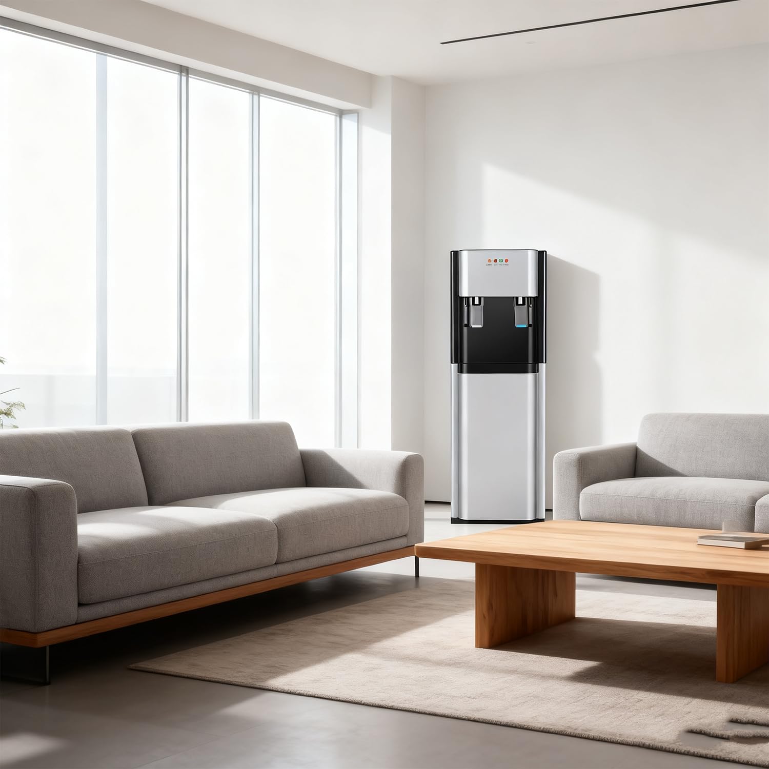 Dispensador de agua independiente con función de frío y calor, enfriador de pie para oficina en casa, acero inoxidable