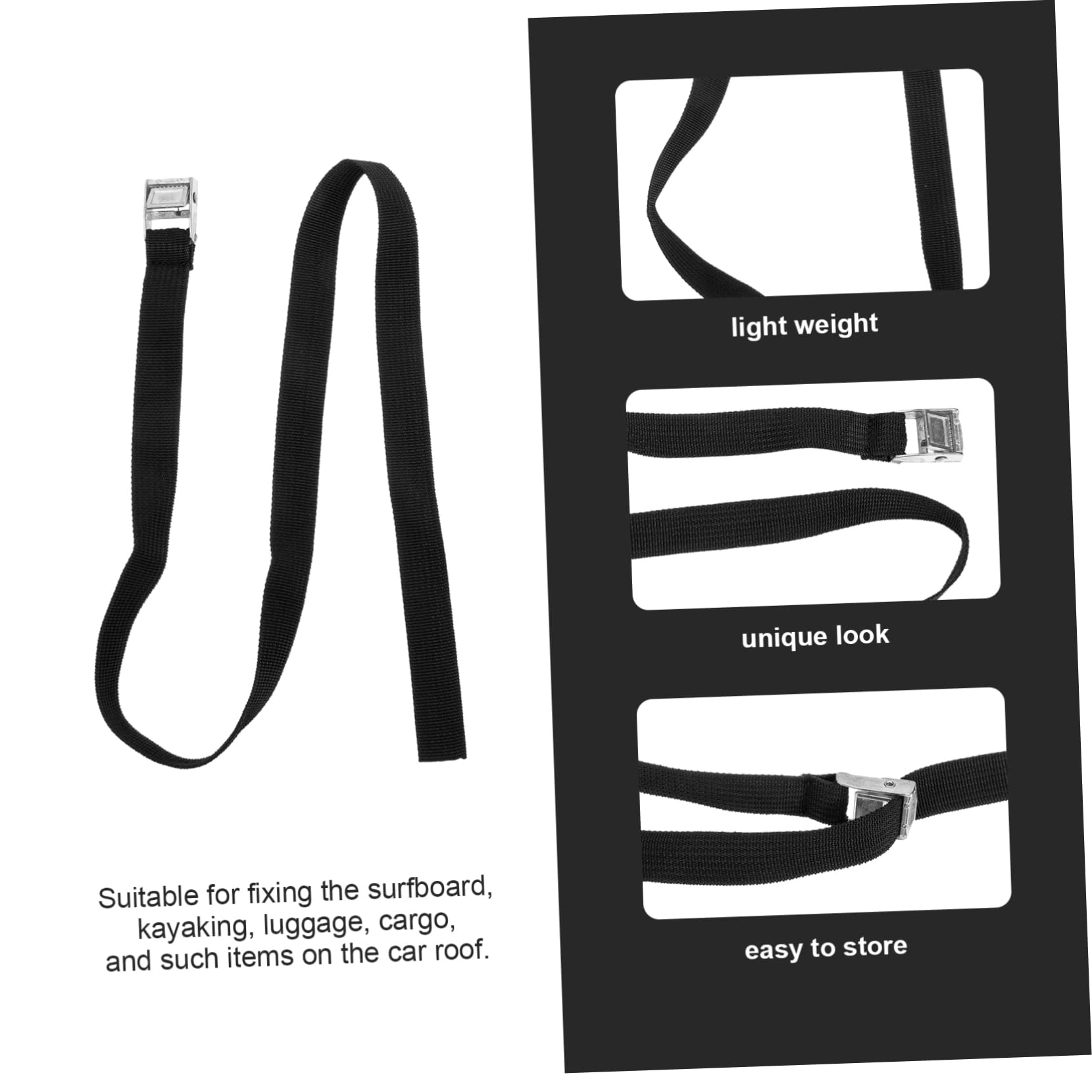 Garneck 2Pcs Tie Down Straps for Outdoor Surfboard Durable Bundling Belt with Sturdy Buckle for Roof Rack Travel and Fitness Equipment