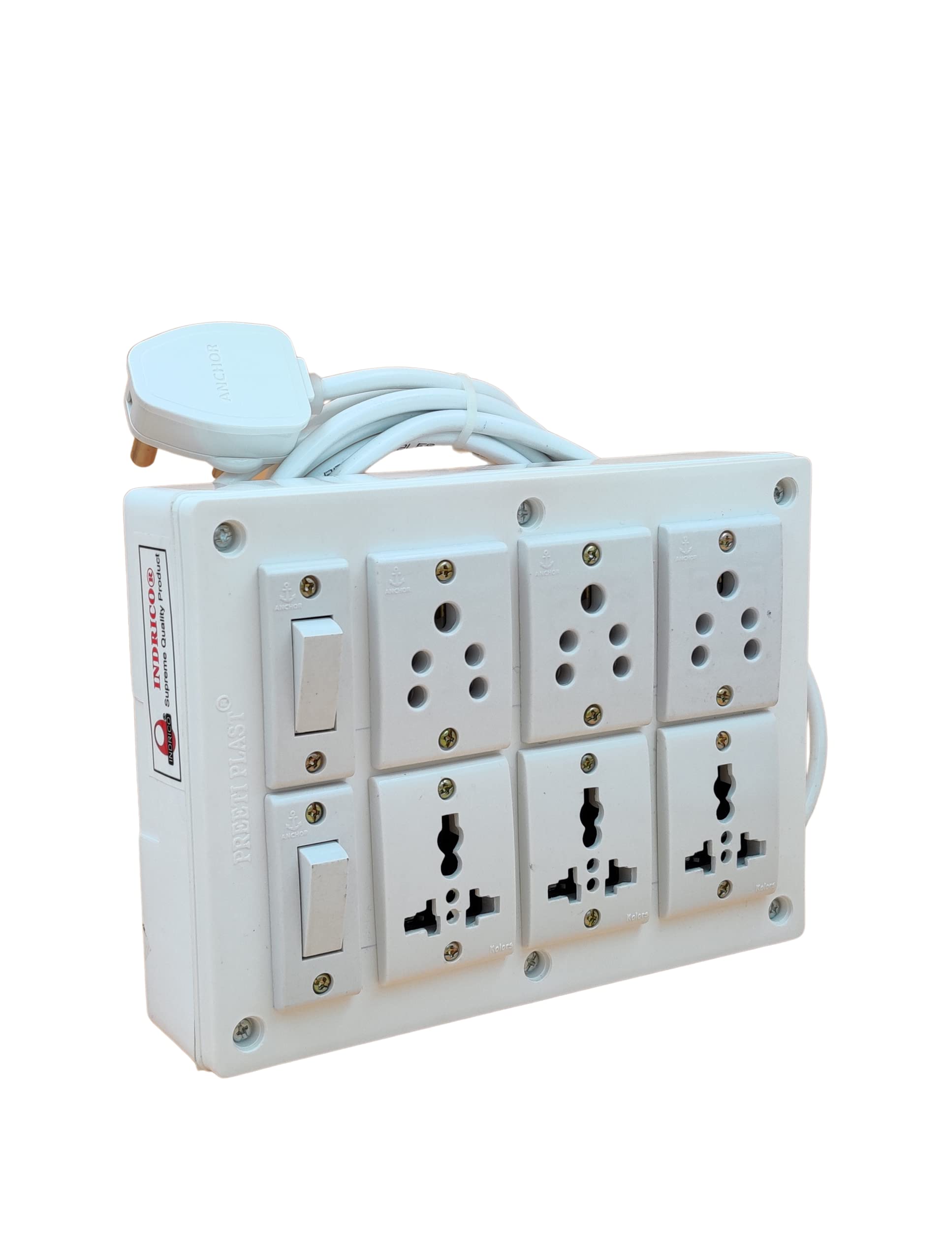 INDRICO PVC 2000W 6 Way Electrical Power Outlets with Switch (Pack of 1, White) (1.5 Meter Cable)-image-17
