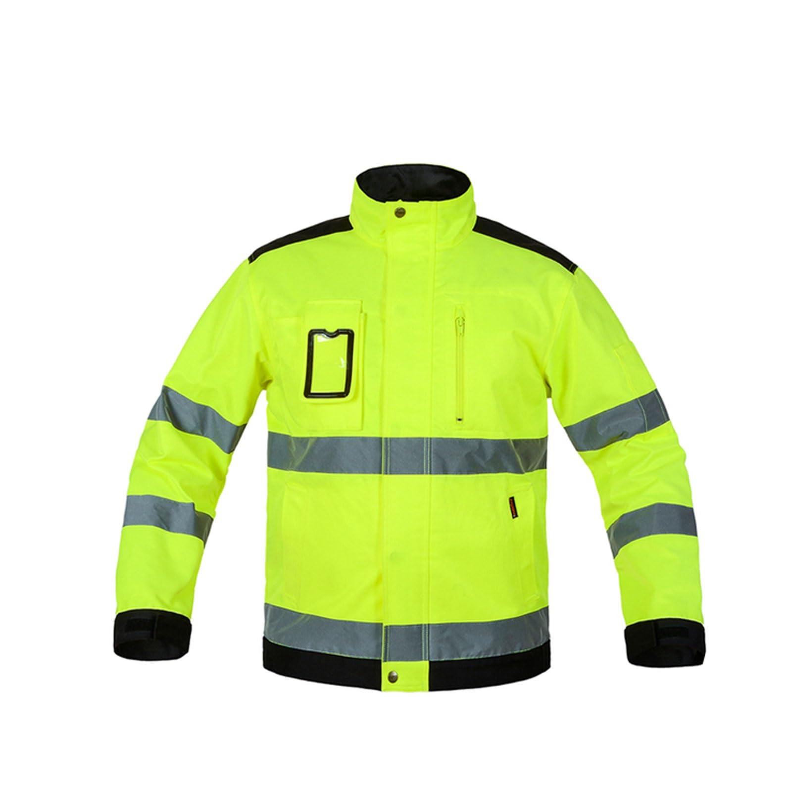 Fluoreszierend gelbe, hochsichtbare Sicherheitsjacke, reflektierender Mantel mit multifunktionalen Werkzeugtaschen, Arbeitsschutzkleidung Sicherheitswesten