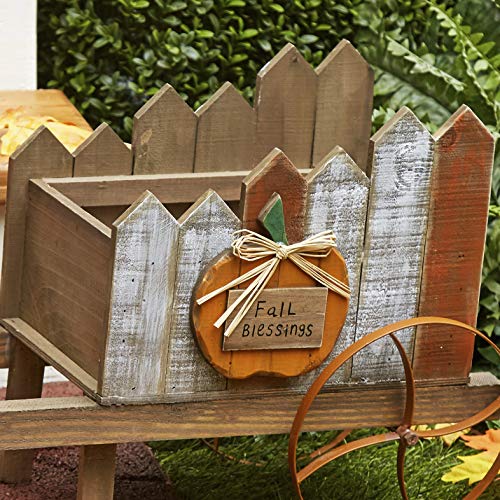 The Lakeside Collection Decorative Wheelbarrow Planter with Rustic Pumpkin for Fall, Halloween, Harvest