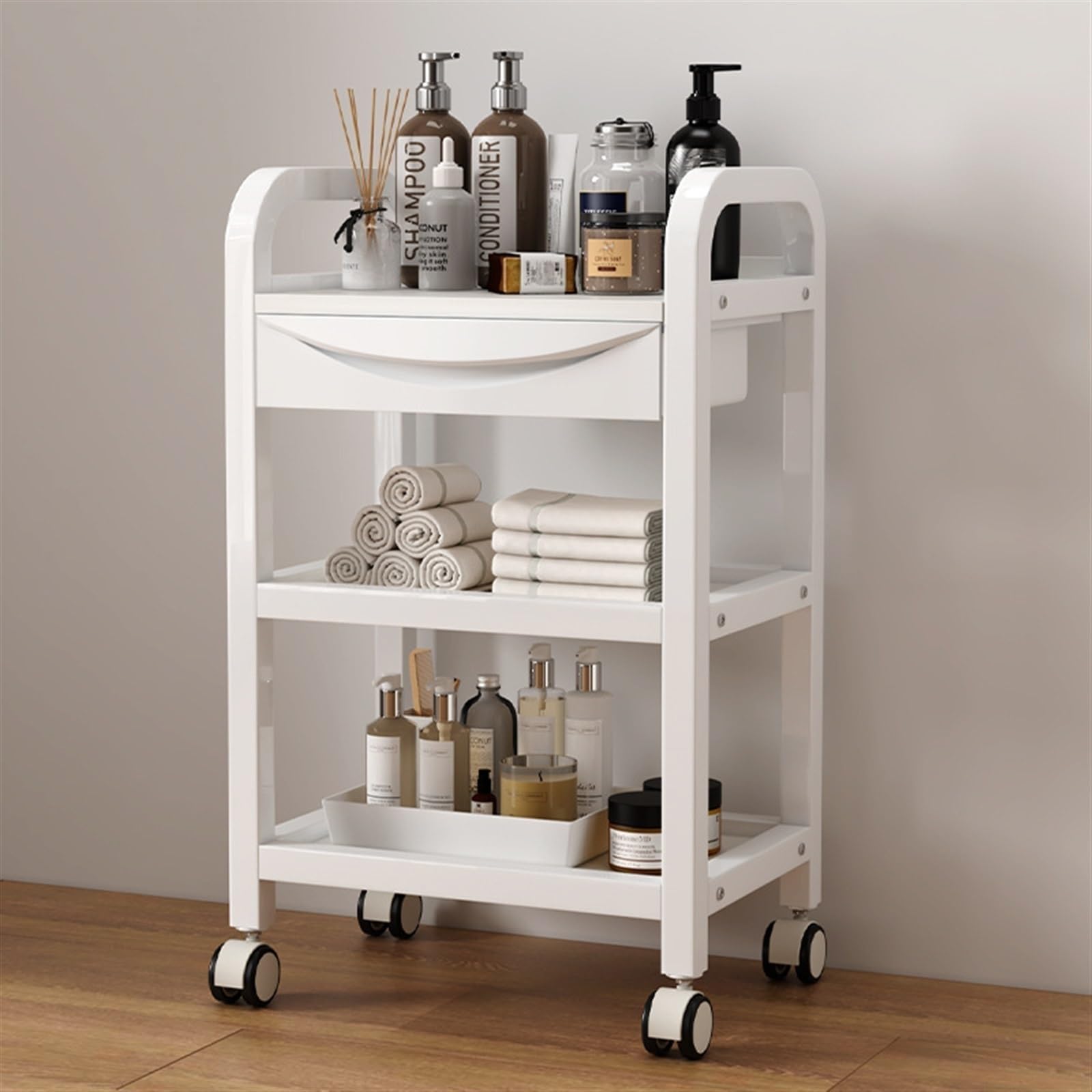 Cocina Carrelli mobili, Scaffali portaoggetti multilivello da pavimento a , for salone di bellezza, , Cucina, Bagno, Piccoli carrelli soggiorno Estante de almacenamiento(Gris)