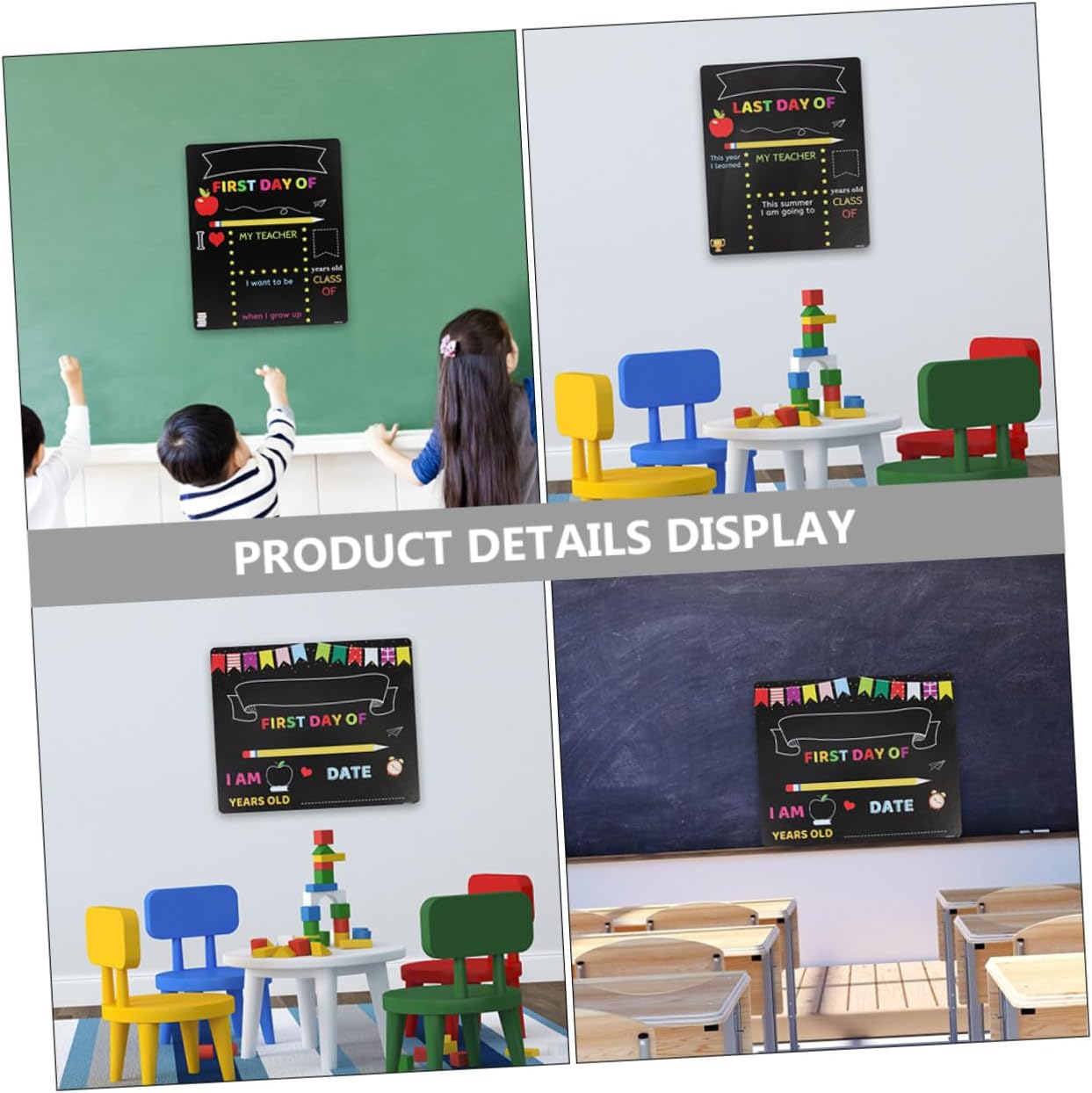 Milisten 2pcs ’s Writing Chalkboard and Preschool School Sign Board, PVC Plastic Erasable Message Board for Kindergarten and Elementary Classroom Use