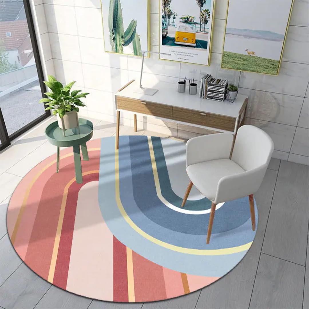 Tapis rond pour salon lavable grand format 160x160 cm