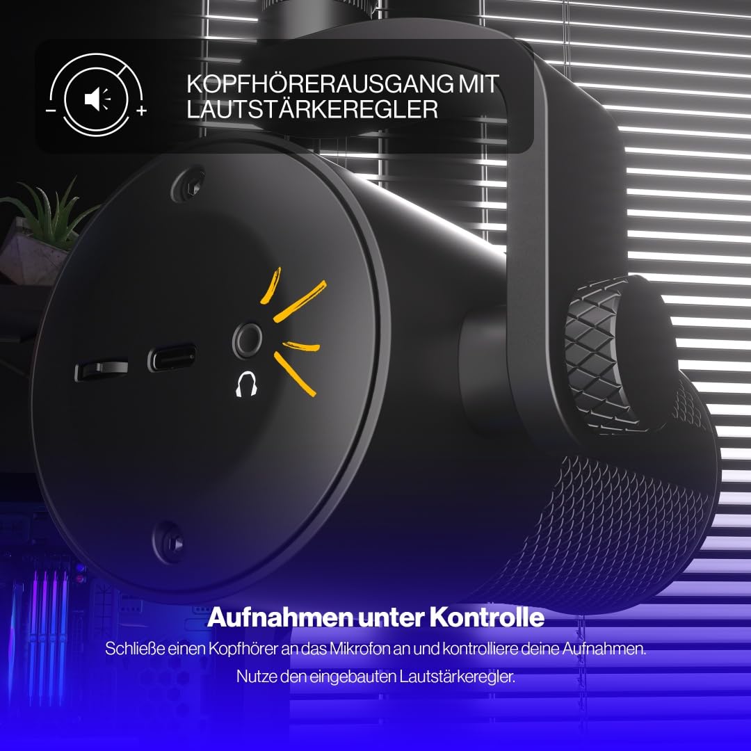 ENDORFY Solum Studio USB Kondensatormikrofon, Studioqualität 24 Bit/96 kHz, Verstellbarer Arm, Stummschaltung