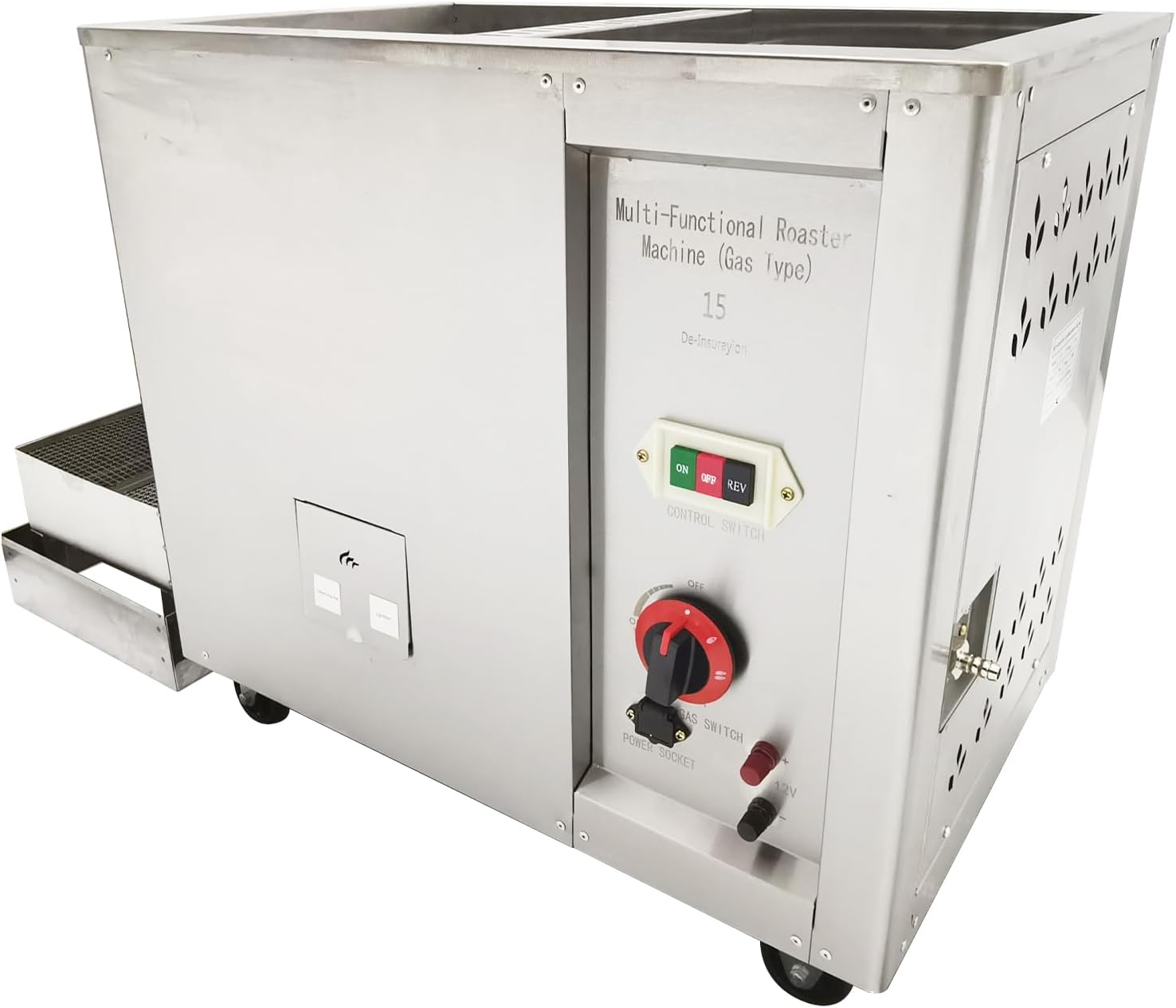 Full-Automatic Gas Type Coffee Bean Roaster 16.5LBS Electric Stainless Steel Coffee Roaster Nuts Bean Roasting Machine 110V 80W