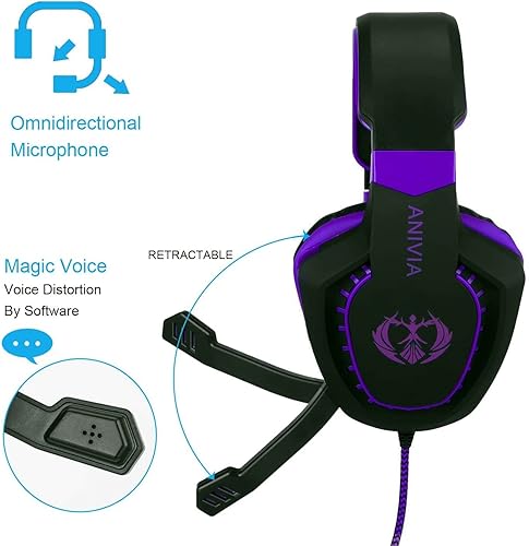 Miniatura 5 de Anivia AH28plus - Auriculares para computadora con cable y micrófono, estéreo para juegos, con aislamiento de ruido, con control de volumen, sonido