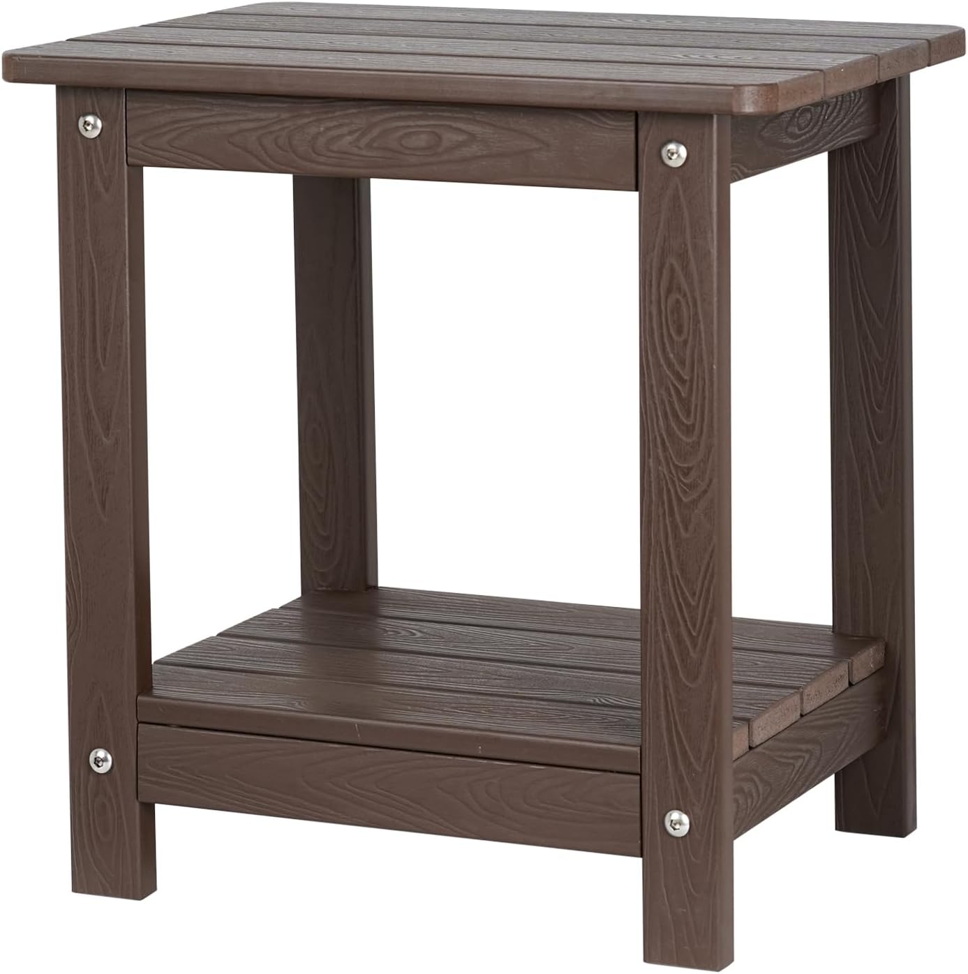 Adirondack Outdoor Side Table, HDPS Patio End Table with Storage, Weather Resistant for Patio, Pool, Porch, Garden, Coffee