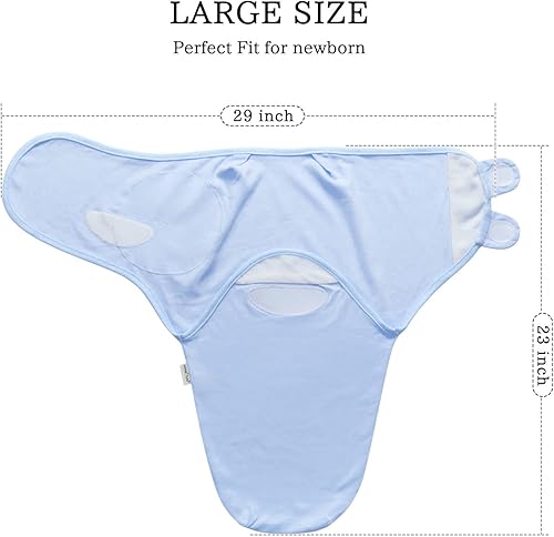 Miniatura 3 de Manta de envolver para bebé, niña y niño, fácil de cambiar, paquete de 2 saco de dormir ajustable para bebés recién nacidos de 0 a 3 meses (azul y