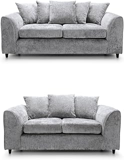 Alaska 3+2 Seater Fabric Sofa Set | Dual Arm Scatter Back Couch | Grey for Living Room (Light Grey)