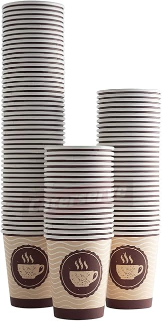 Disposable Paper Hot Coffee Tea Drinking Cups 8oz - 228ml (8oz 50 Pcs)