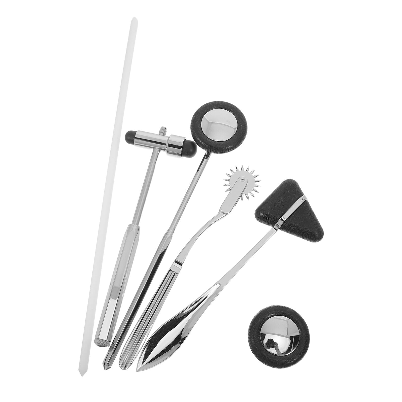 Healeved Set Martelli Diagnostici Medici Multifunzionali 5 Pezzi in Metallo Nero Impugnatura Ergonomica, Strumenti Percussione Clinici Portatili per Studenti e Professionisti Sanitari