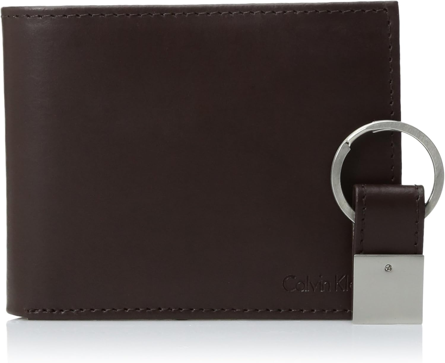 Calvin Klein Men's Blocking Leather Bifold Wallet, RFID Brown, One Size