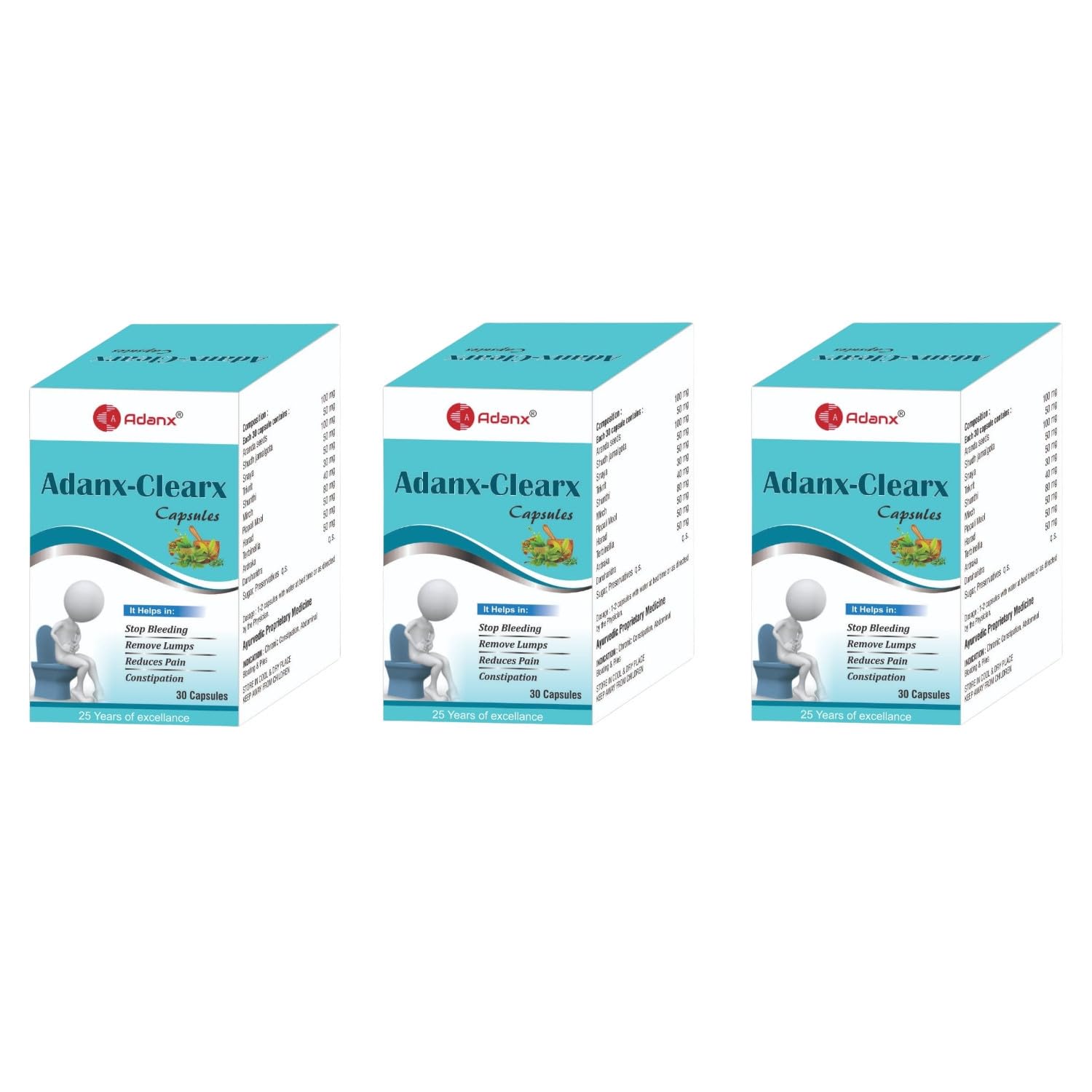 ADANX Clearx | for Constipation | 50 Gram (Pack of 3)