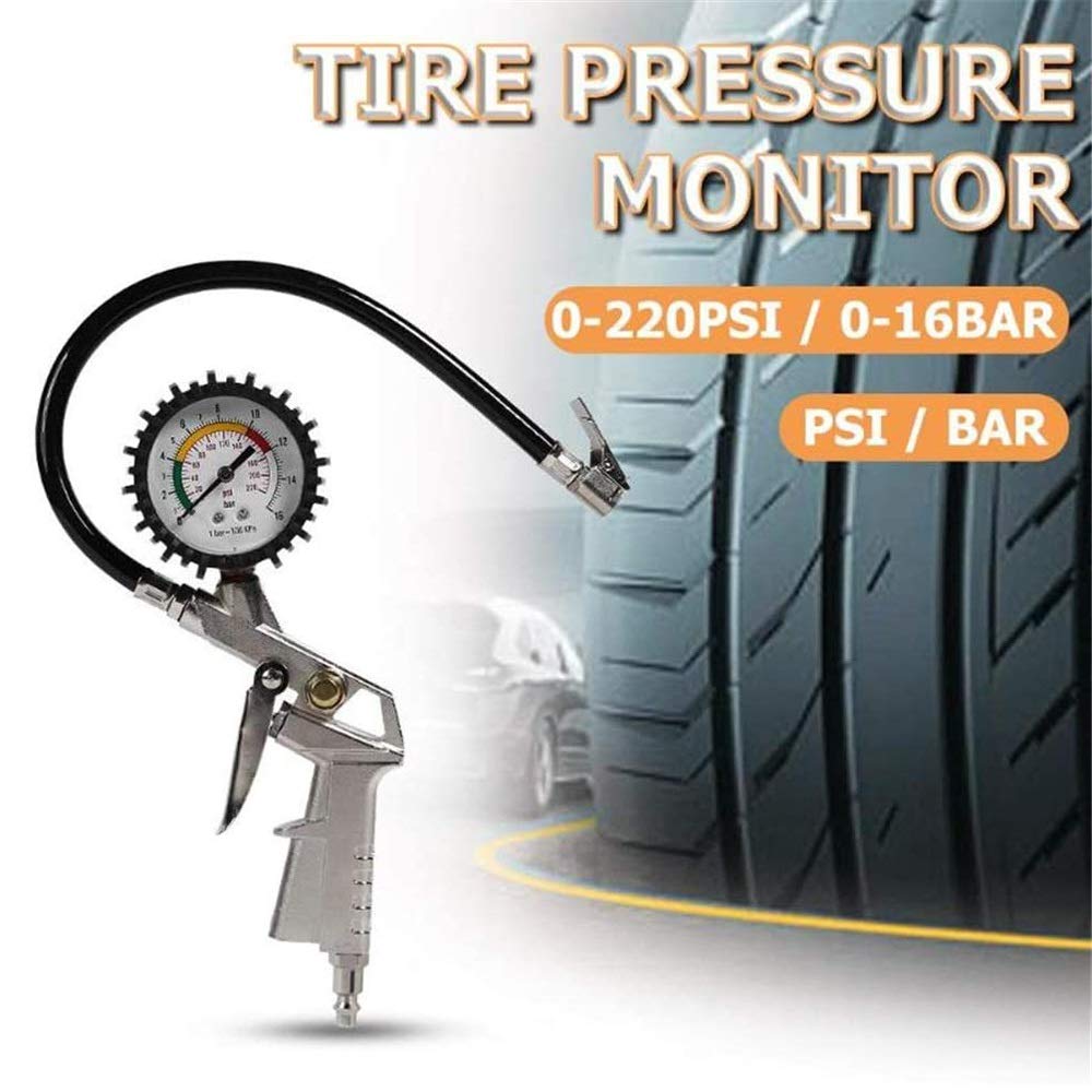 Manometr do opon o dużej wytrzymałości – 0–220 PSI, samochody osobowe, ciężarówki, motocykle, quady do pojazdów kempingowych, traktory trawnikowe, rowery itp.