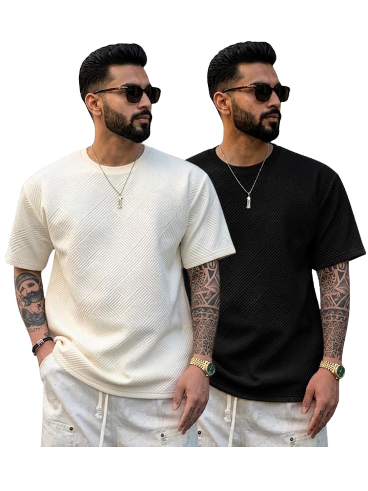greciilooks Oversized T Shirt for Men |Summer T-Shirt for Man | Men's Textured Knit Tshirts Summer Casual Round Neck Tee - Lightweight Short Sleeve Streetwear Fashion Trendy Everyday Wear-picture-31