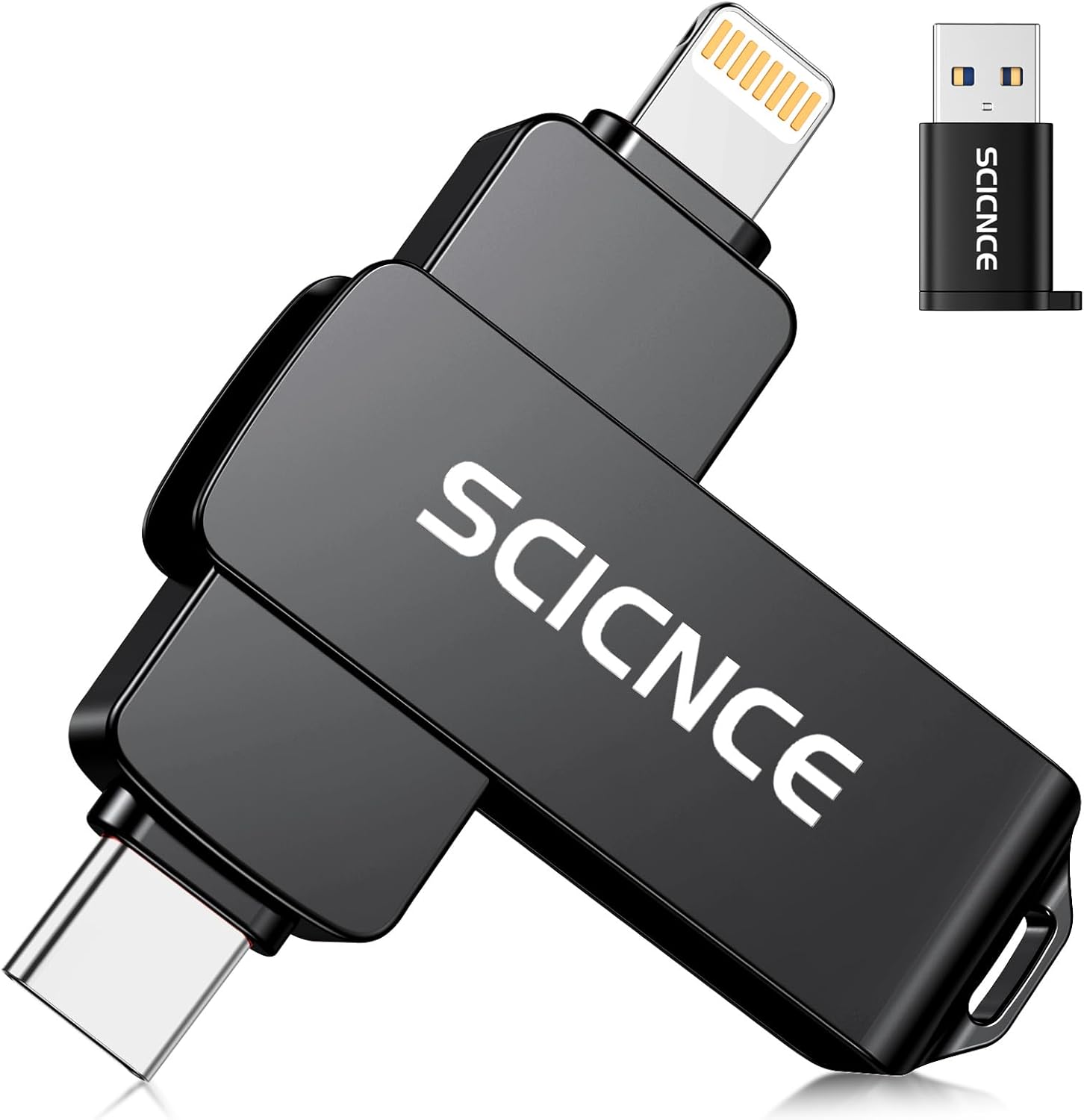 SCICNCE 512GB Flash Drive Intended for iPhone, USB Memory Photo Stick Storage for Photos Videos, Plug and Play No Application Required, Compatible with iPhone iPad Android and Computers (Dark Gray)
