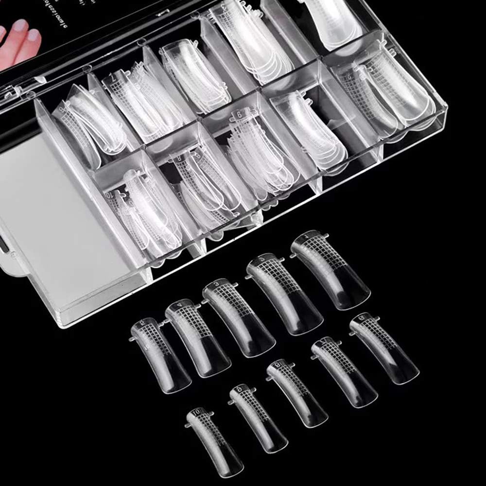 Clear False Nails Tips Box Nail Extension Form Tips Clear Poly Gel Acrylic Nails Mold Artificial Dual Forms System UV Gel DIY Polish Manicure Tool 100PCs-image-42