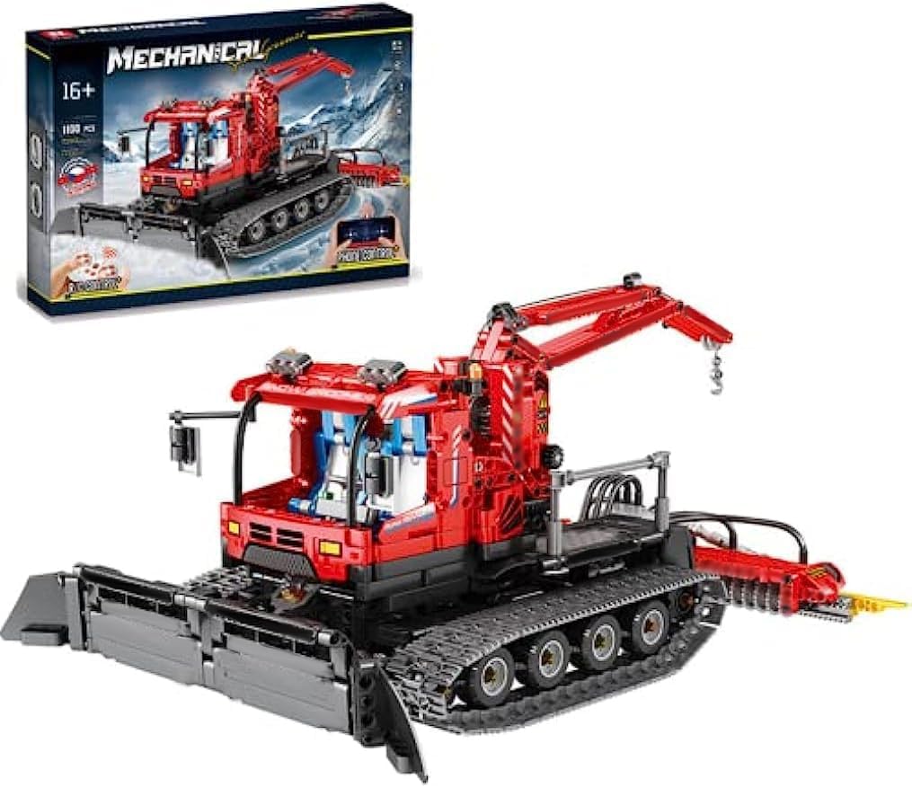 Technology Snow Groomer Building Set, 2.4G/APP RC Snow Plough with Motor, Truck Vehicle Building Block Compatible with Major Brands - 1100 Pieces
