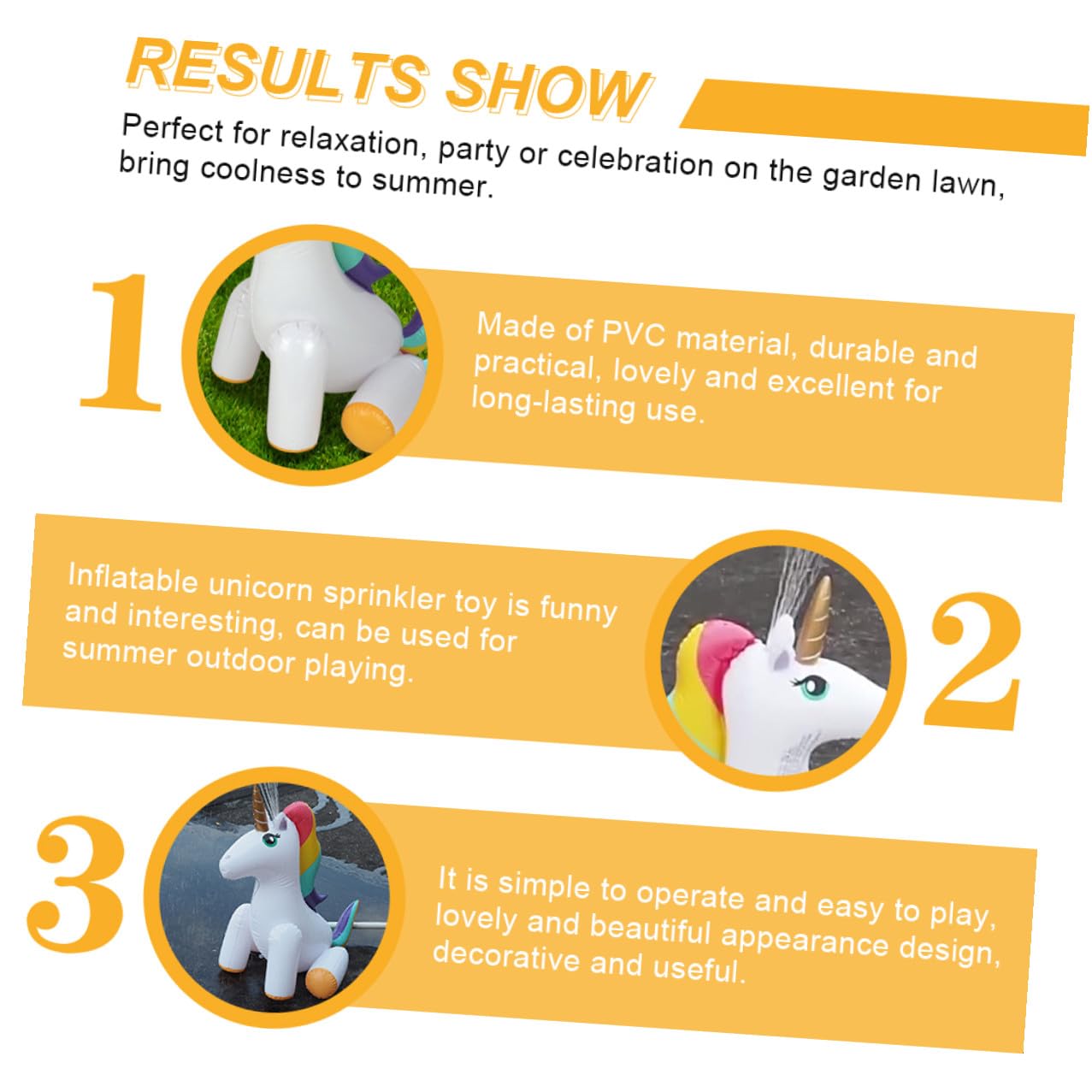 Giocattolo Gonfiabile Unicorno Spruzzatore in Pvc per Ragazzo Ragazza | Vacanze Estive, per Giochi All'aperto in Giardino e Feste, Design Simpatico Aspetto Bello