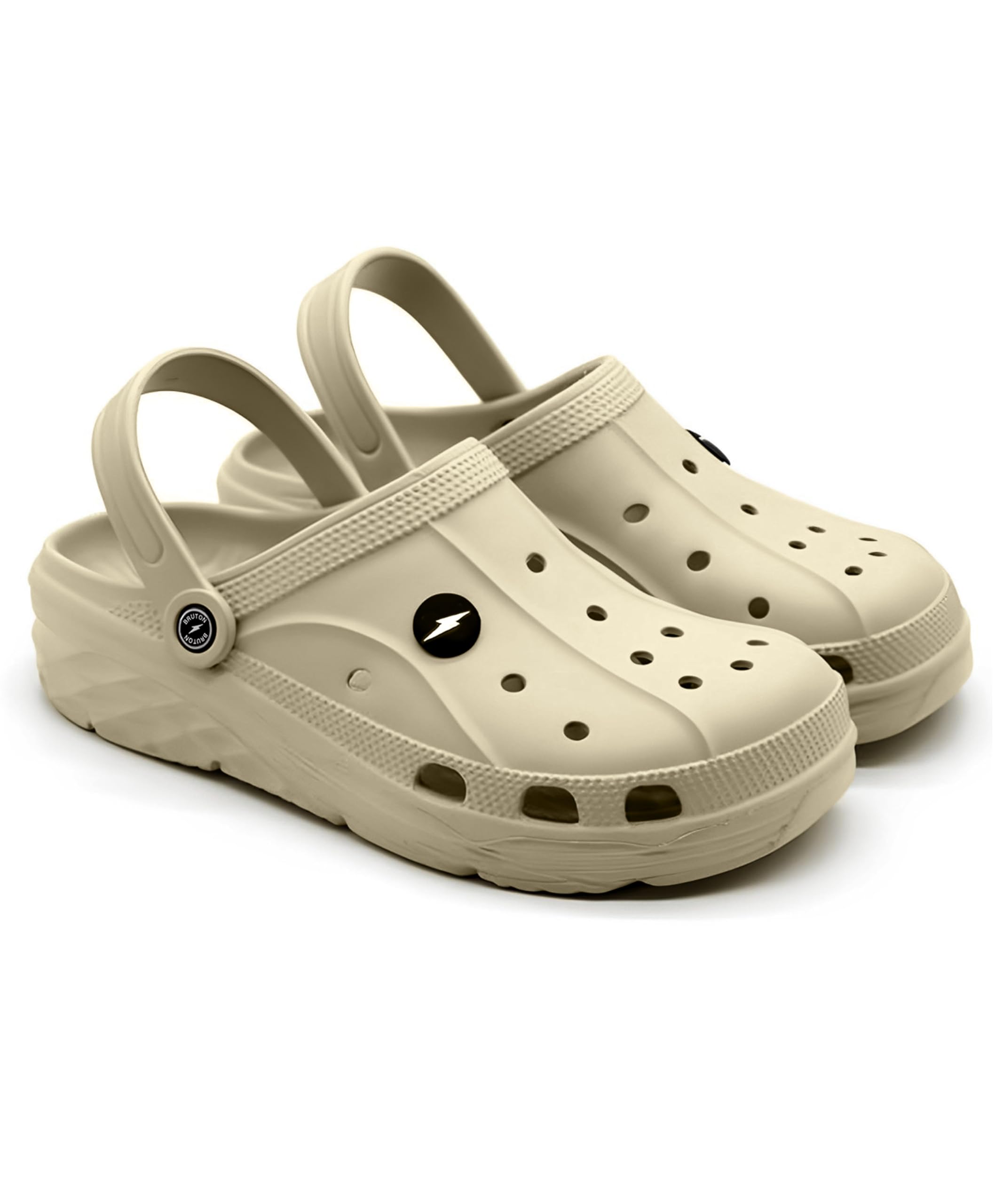 bruton Men's Lightweight Classic Clogs Sandals with Adjustable Back Strap for Men & Boys-Cream, UK 9-picture-12