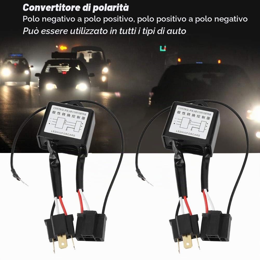 KIMISS 2 PZ Invertitore di Polarità LED Convertitore Negativo Polare Interruttore Negativo Adattatore Cablaggio Polarità Invertita per H4 Cablaggio Interruttore Polare Convertitore Inversione per H4