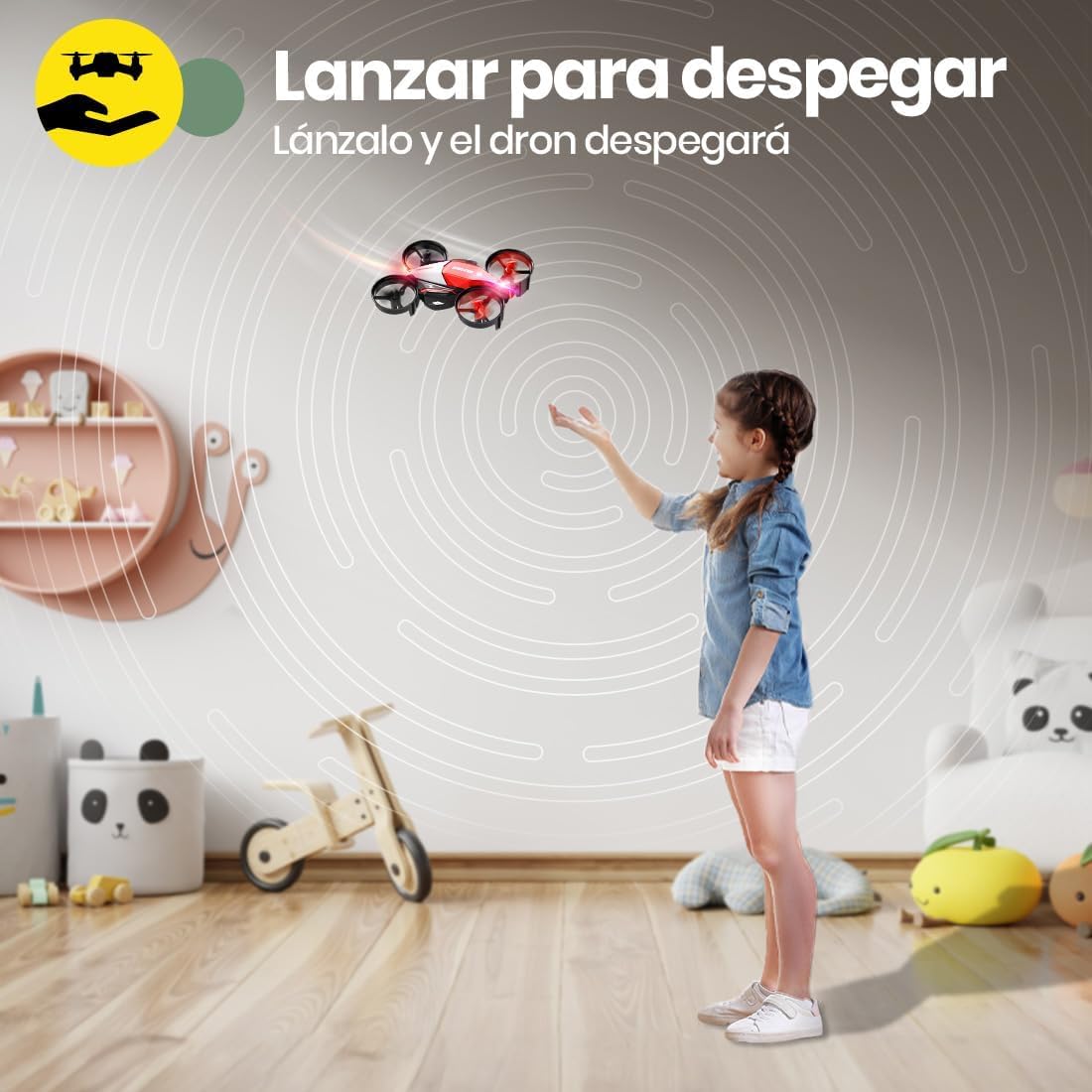 Holy Stone HS210F Mini Dron para Niños, Cuadricóptero RC 2 en 1 para Interior con Luces LED, Despegue/Aterrizaje, Giro 3D, 2 Baterías Modulares Seguras, Regalo para Niños y Niñas