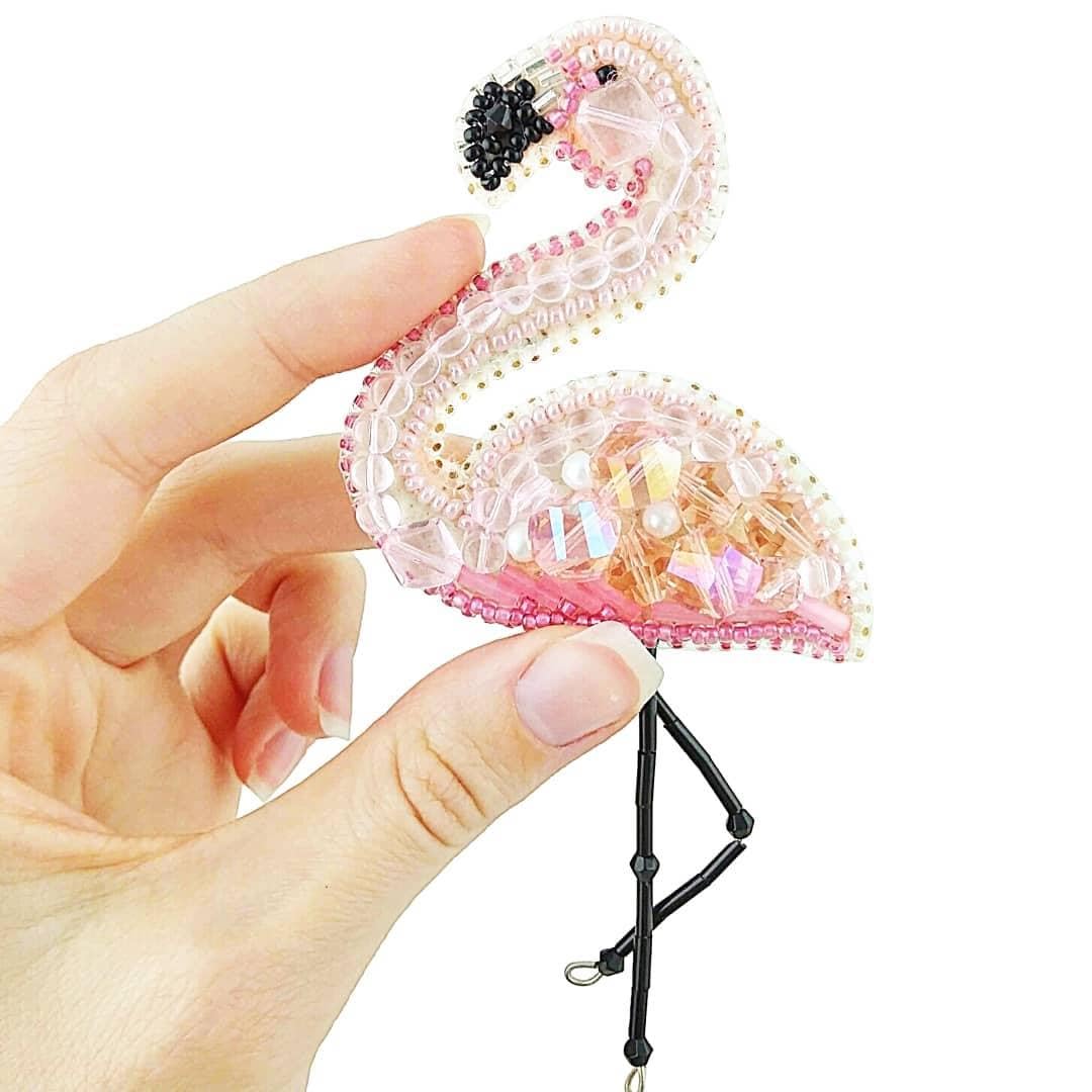Crystal Art Beadwork kit for Creating Brooch BP-216C Flamingo