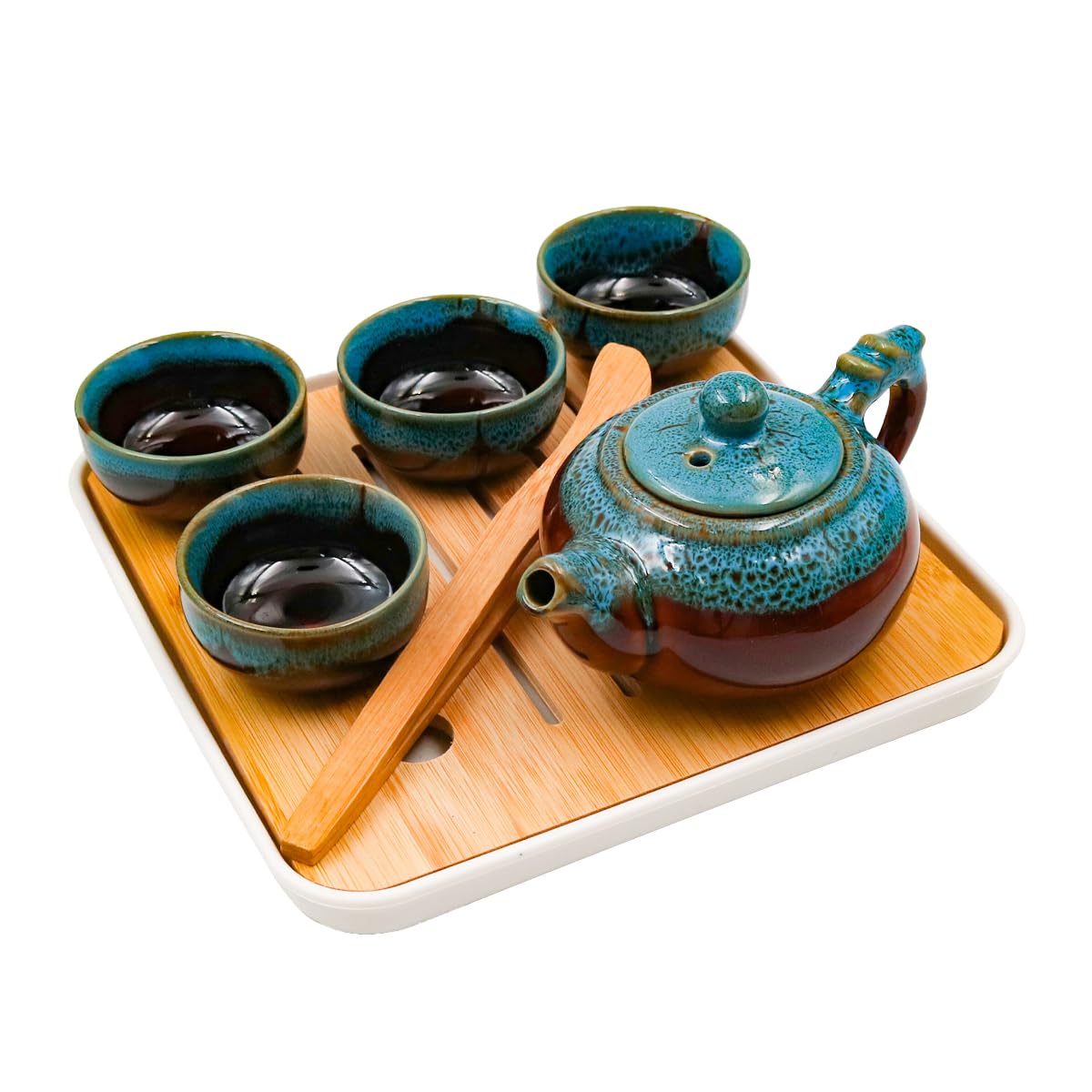 Juego de té de Viaje Negro Servicio de té japonés con Tetera Mini Juegos de té Gongfu para Adultos Regalos para Hombres